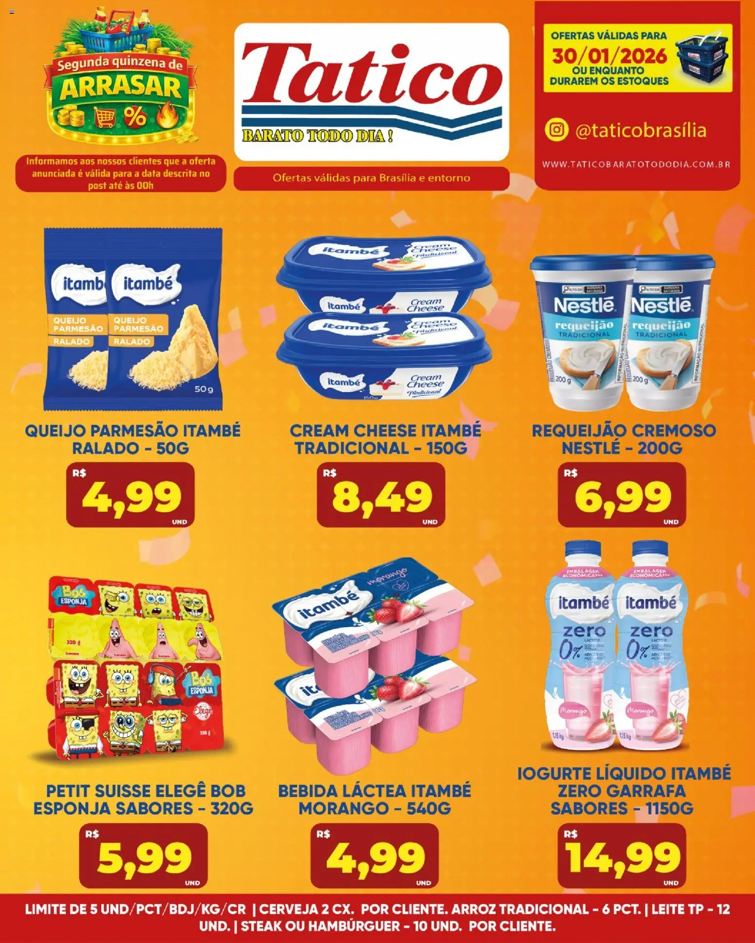 Tatico Folheto - válido de 30.01.2026 | Página: 7 | Produtos: Leite, Queijo, Bebida, Queijo parmesão