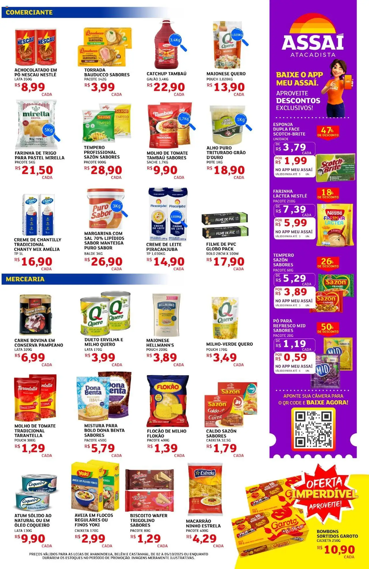 Assaí Atacadista Folheto - válido de 02.10.2025 | Página: 3 | Produtos: Esponja, Macarrão, Maionese, Balde