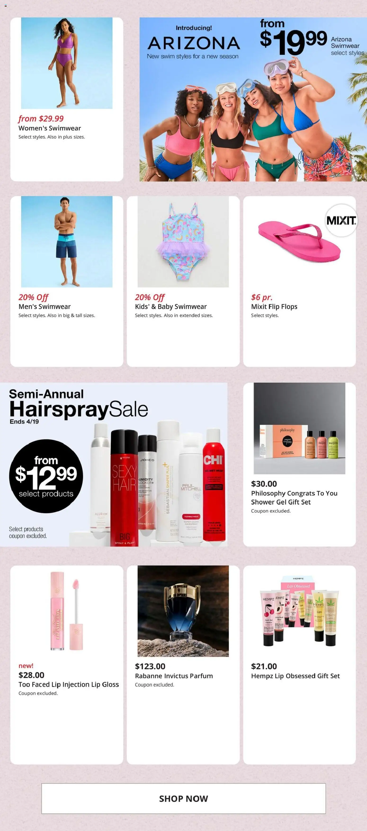 JCPenney Weekly Ad - valid from 13.03.2026 | Page: 3 | Products: Shower, Shower gel, Swimwear, Flops