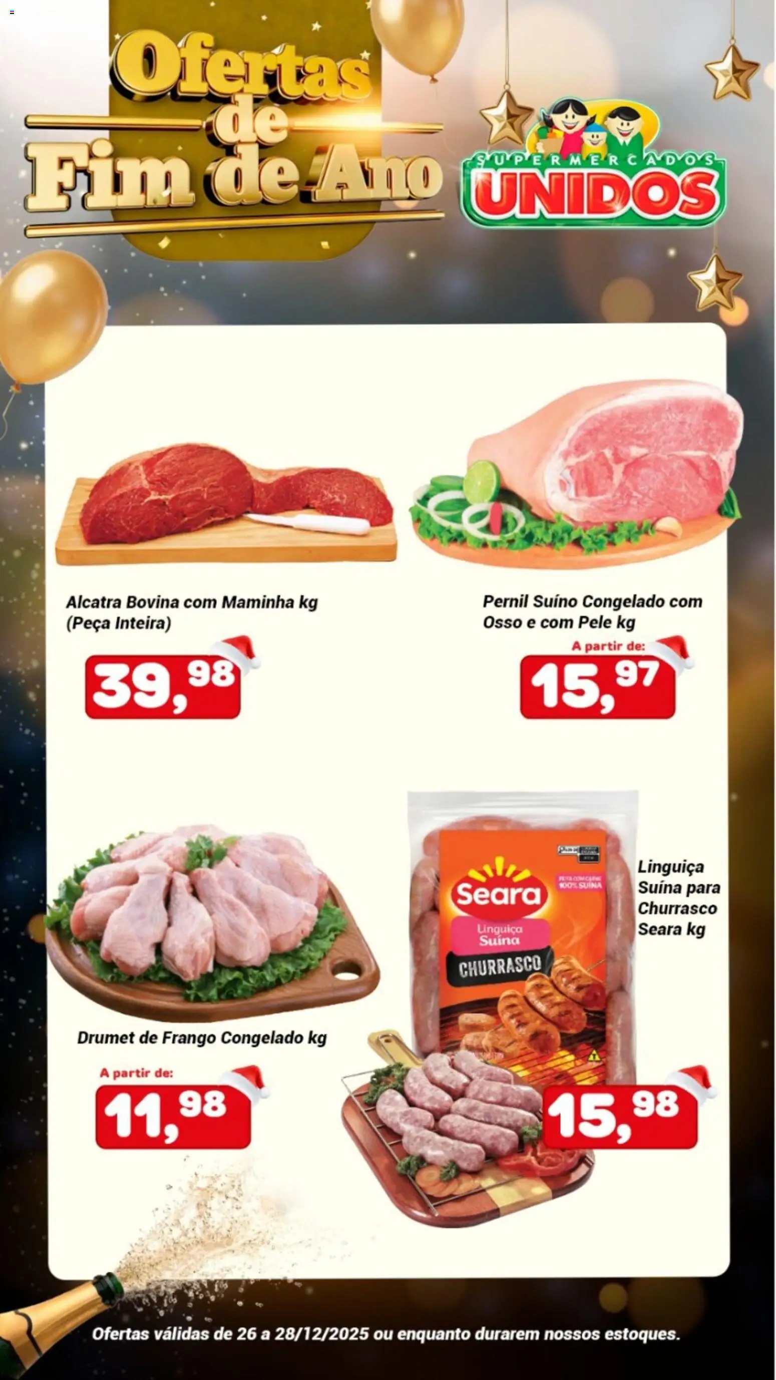 Supermercados Unidos Folheto - válido de 26.12.2025 | Página: 2 | Produtos: Linguiça, Pernil, Carne, Frango