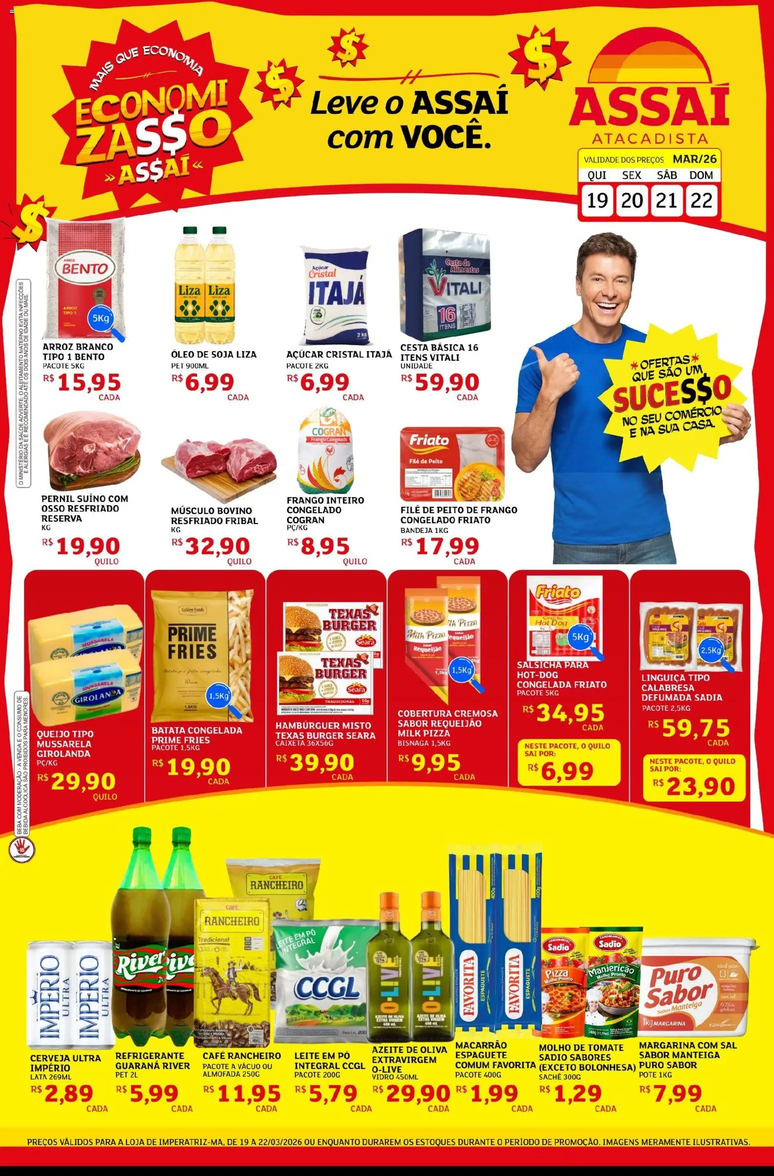 Assaí Atacadista ofertas - MA Folheto - válido de 19.03.2026 | Página: 1 | Produtos: Pó, Salsicha, Cerveja, Requeijão