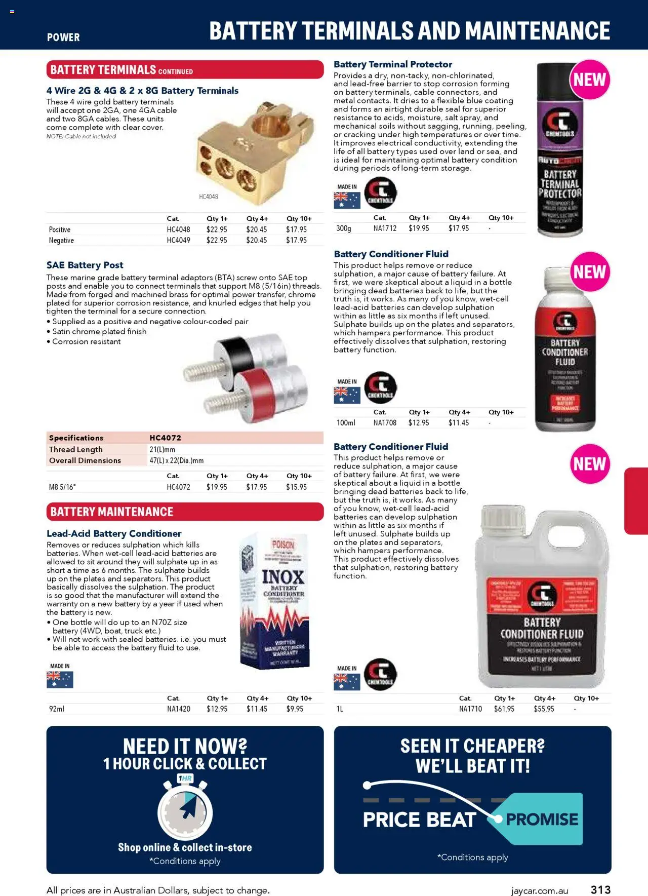 Jaycar catalogue - valid from 09.07.2025 | Page: 313 | Products: Battery, Conditioner, Salt, Cable