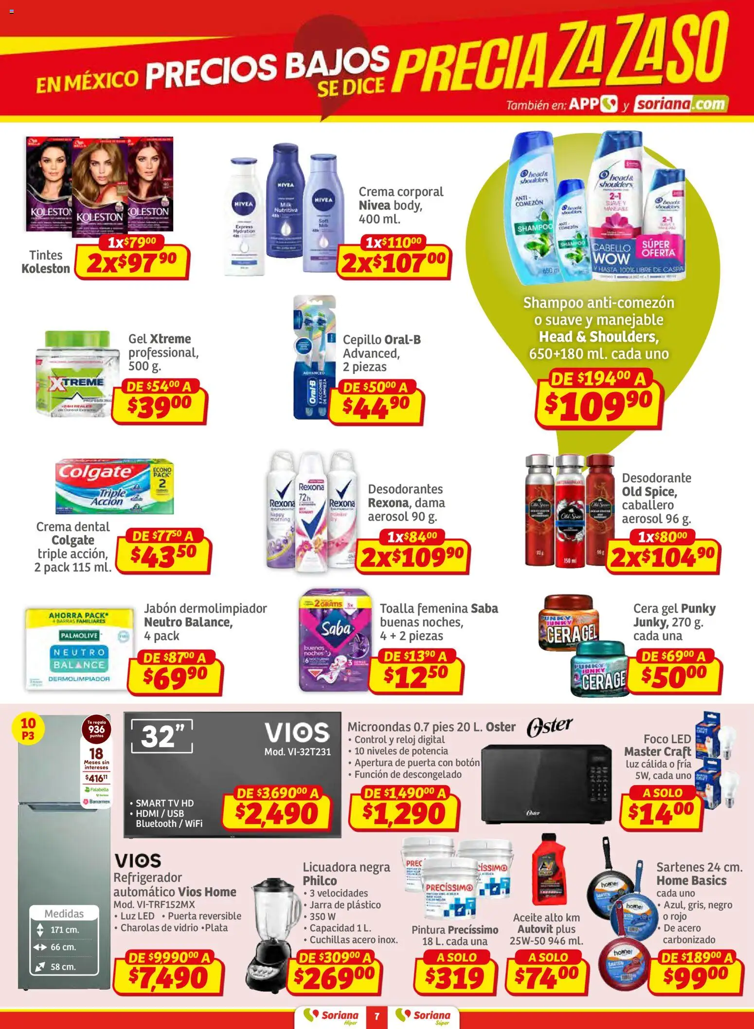 Nuevas ofertas de Soriana válidas en toda la República Mexicana desde el 02.01.2026. ¡Encuentra las mejores ofertas en Soriana - Preciazazaso Híper: Frontera Chia, Q. Roo Preciazazaso Híper: Frontera Chia, Q. Roo! | Página: 7 | Productos: Crema, Té, Jarra, Jabón
