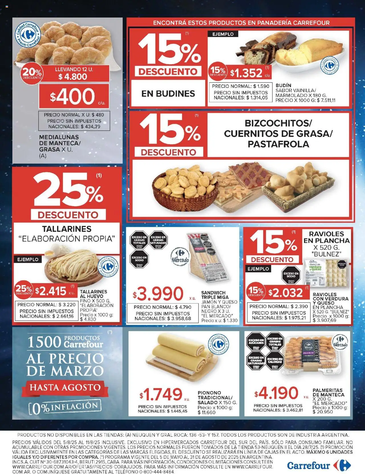 Carrefour ofertas - Comodoro │ válido desde el 05.08.2025 | Página: 17 | Productos: Budín, Queso, Plancha, Pionono