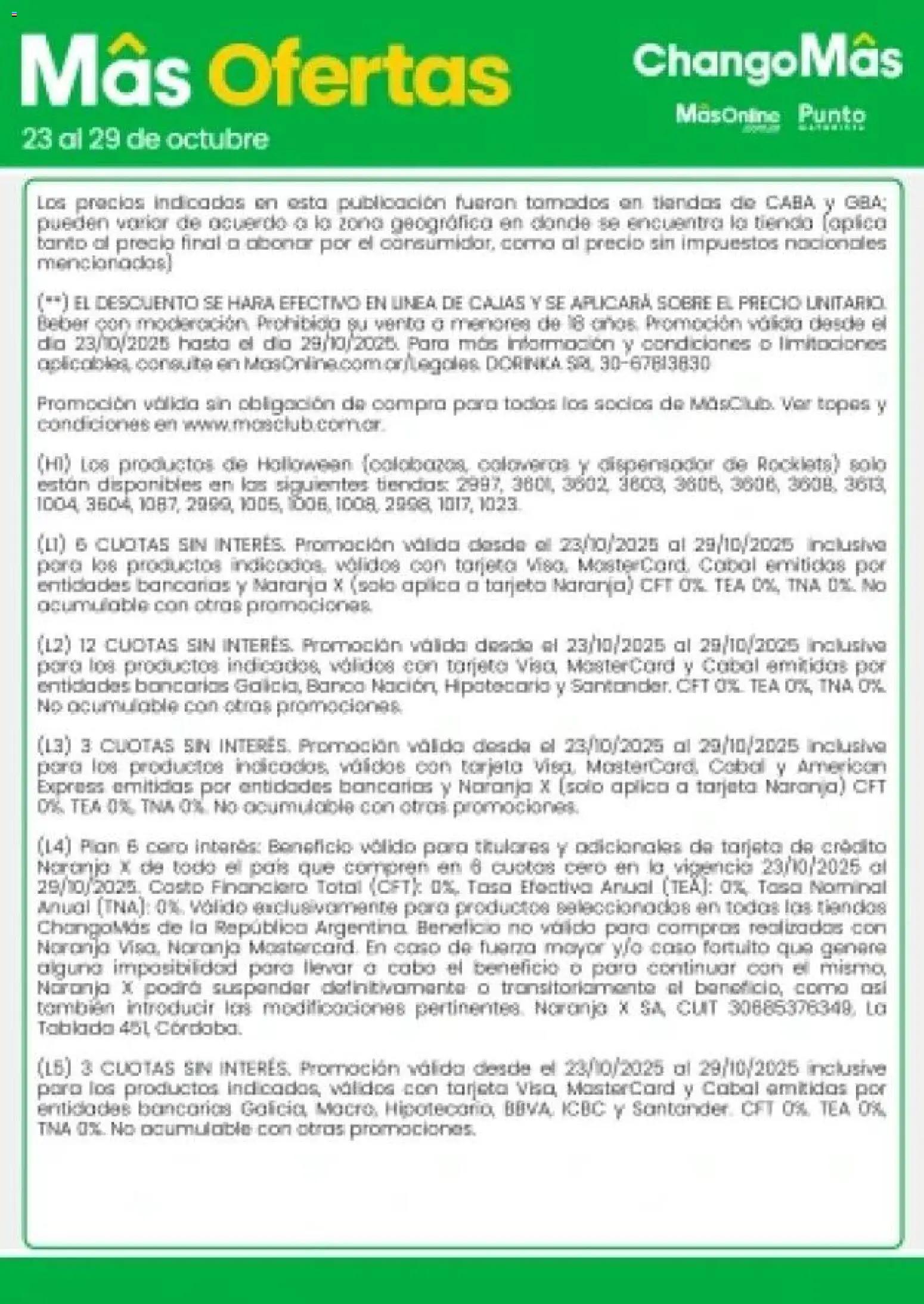 Changomas ofertas │ válido desde el 23.10.2025 | Página: 13 | Productos: Caso, Banco, Sobre