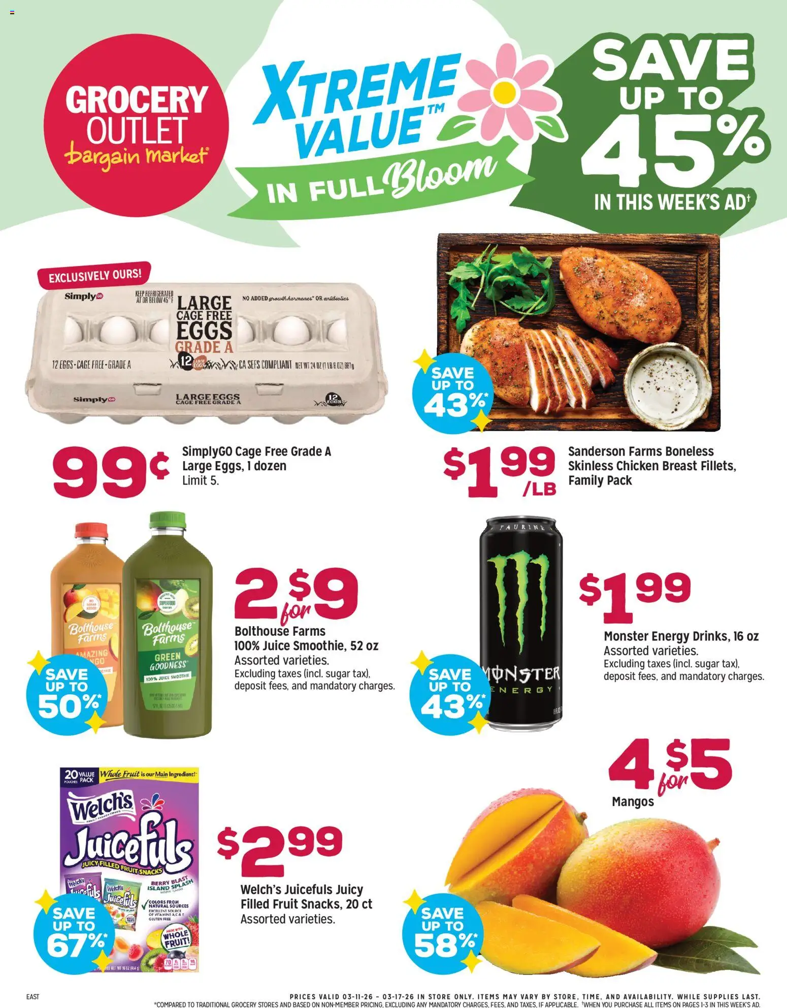 Grocery Outlet Weekly Ad - NJ - valid from 11.03.2026 | Page: 1 | Products: Eggs, Juice, Sugar
