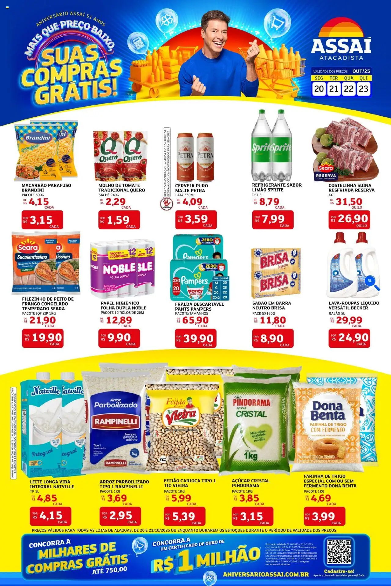 Assaí Atacadista Folheto - válido de 20.10.2025 | Página: 1 | Produtos: Ferro, Leite, Açúcar, Câmera