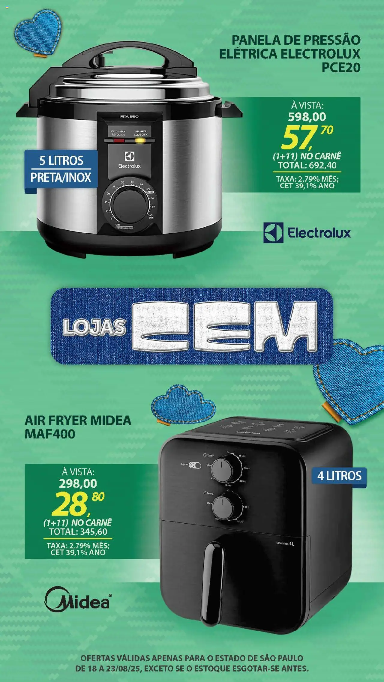Lojas Cem Folheto - válido de 18.08.2025 | Página: 39 | Produtos: Panela, Air fryer, Panela de pressão, Carne