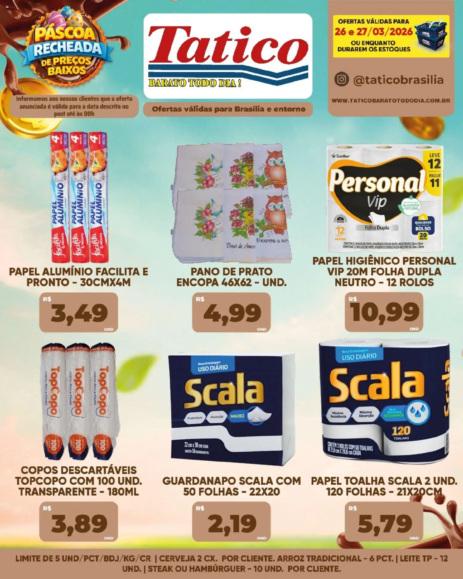 Tatico Folheto - válido de 26.03.2026 | Página: 28 | Produtos: Cerveja, Pano de prato, Arroz, Copos
