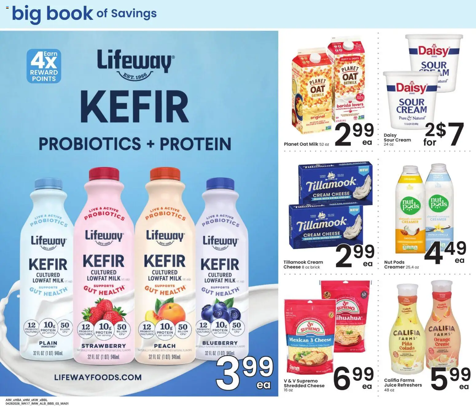 Albertsons Big Book of Savings - valid from 28.04.2026 | Page: 3 | Products: Probiotics, Cheese, Juice, Sour cream