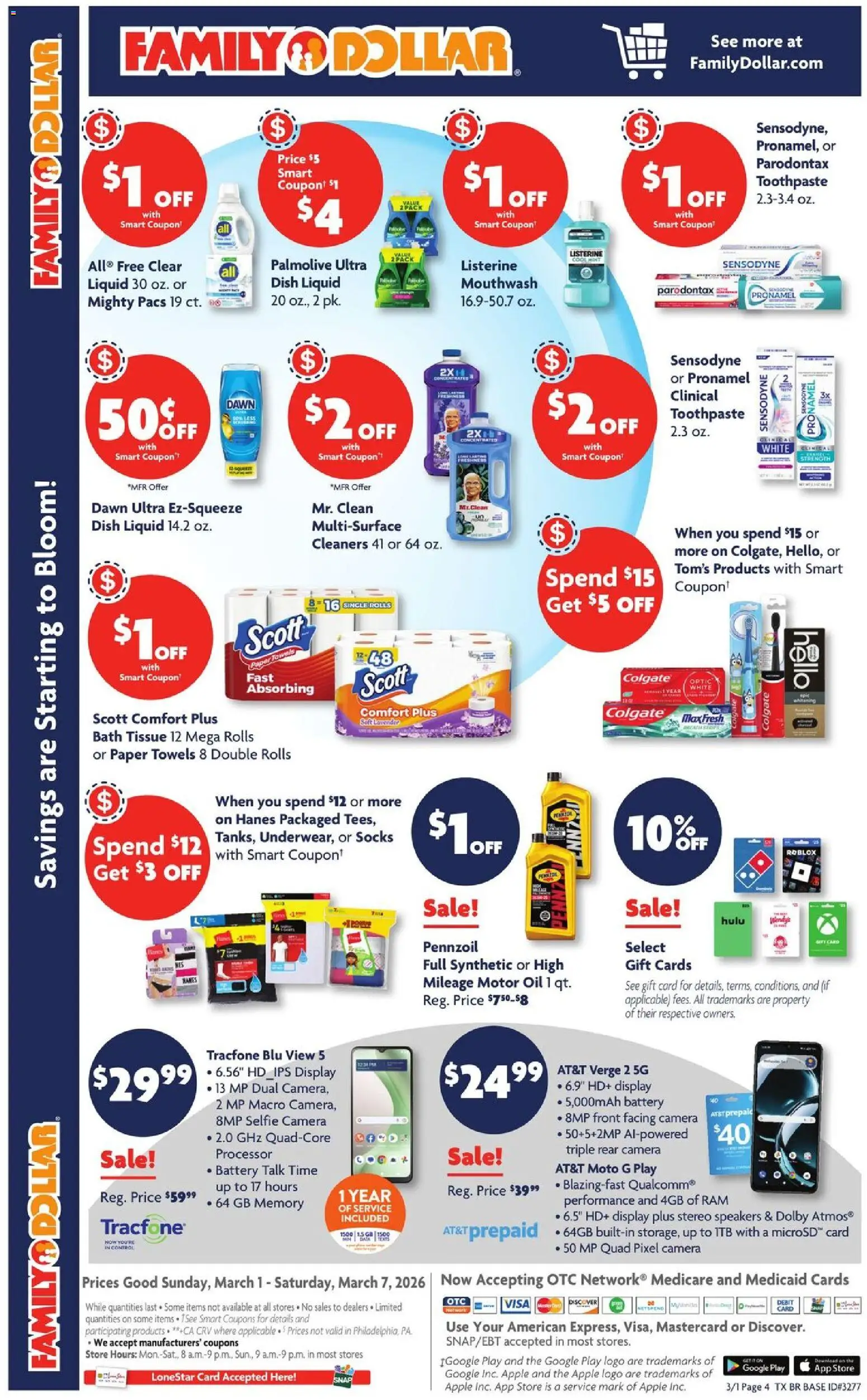 Family Dollar Current Ad - TX - valid from 01.03.2026 | Page: 6 | Products: Bath, Mouthwash, Socks, Camera