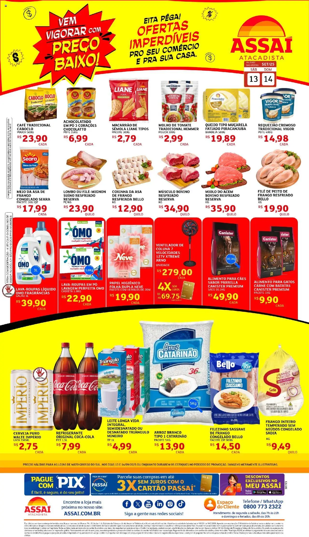 Assaí Atacadista Folheto - válido de 13.09.2025 | Página: 1 | Produtos: Queijo, Base, Macarrão, Baixo
