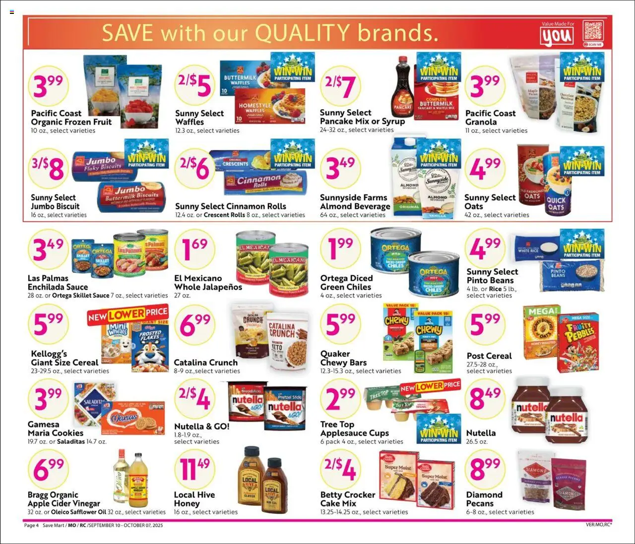 Save Mart Big Book of Savings - valid from 10.09.2025 | Page: 4 | Products: Apple Cider Vinegar, Vinegar, Chocolate, Rice