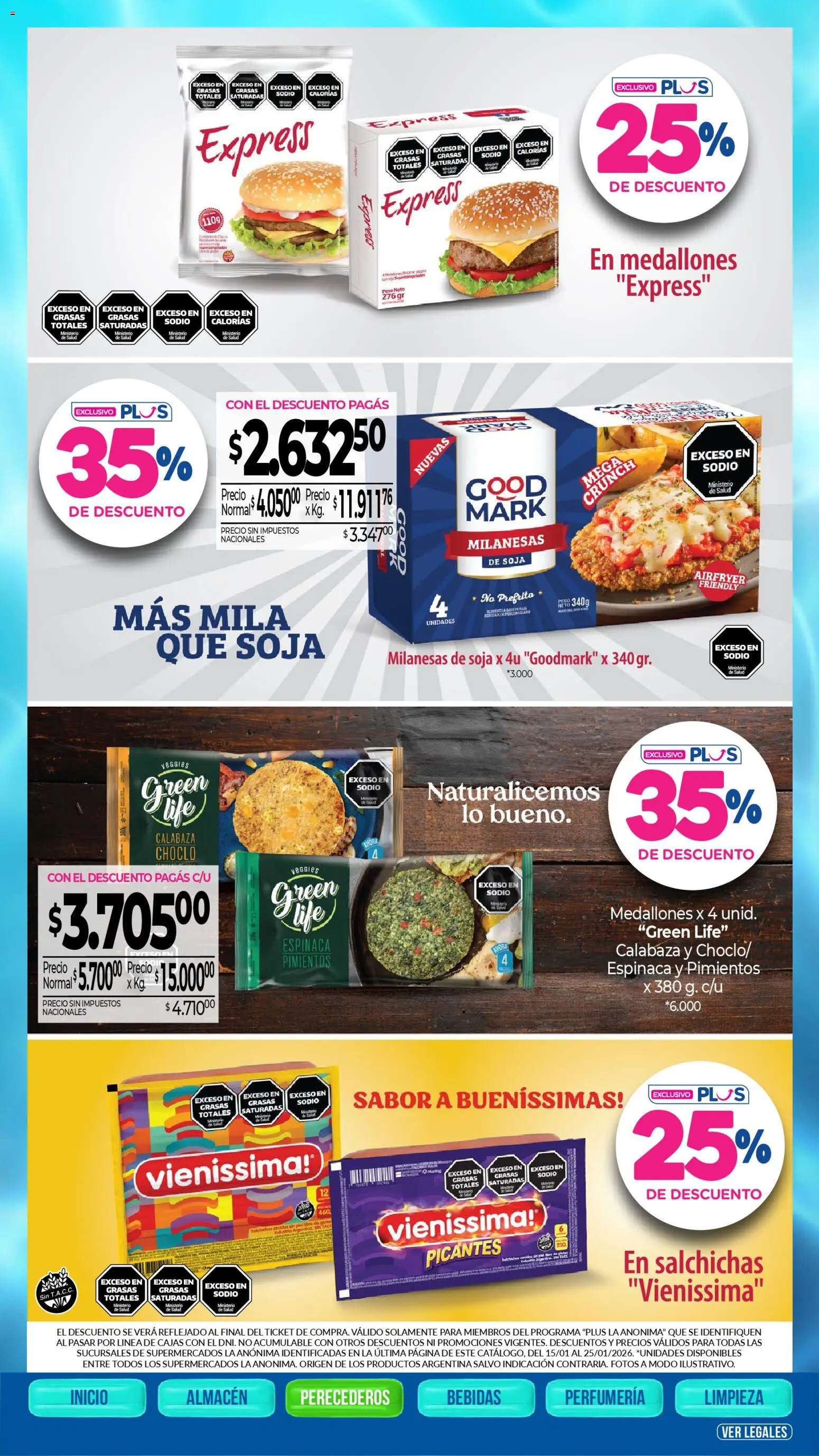 La Anonima catálogo │ válido desde el 15.01.2026 | Página: 18 | Productos: Choclo, Espinaca, Té