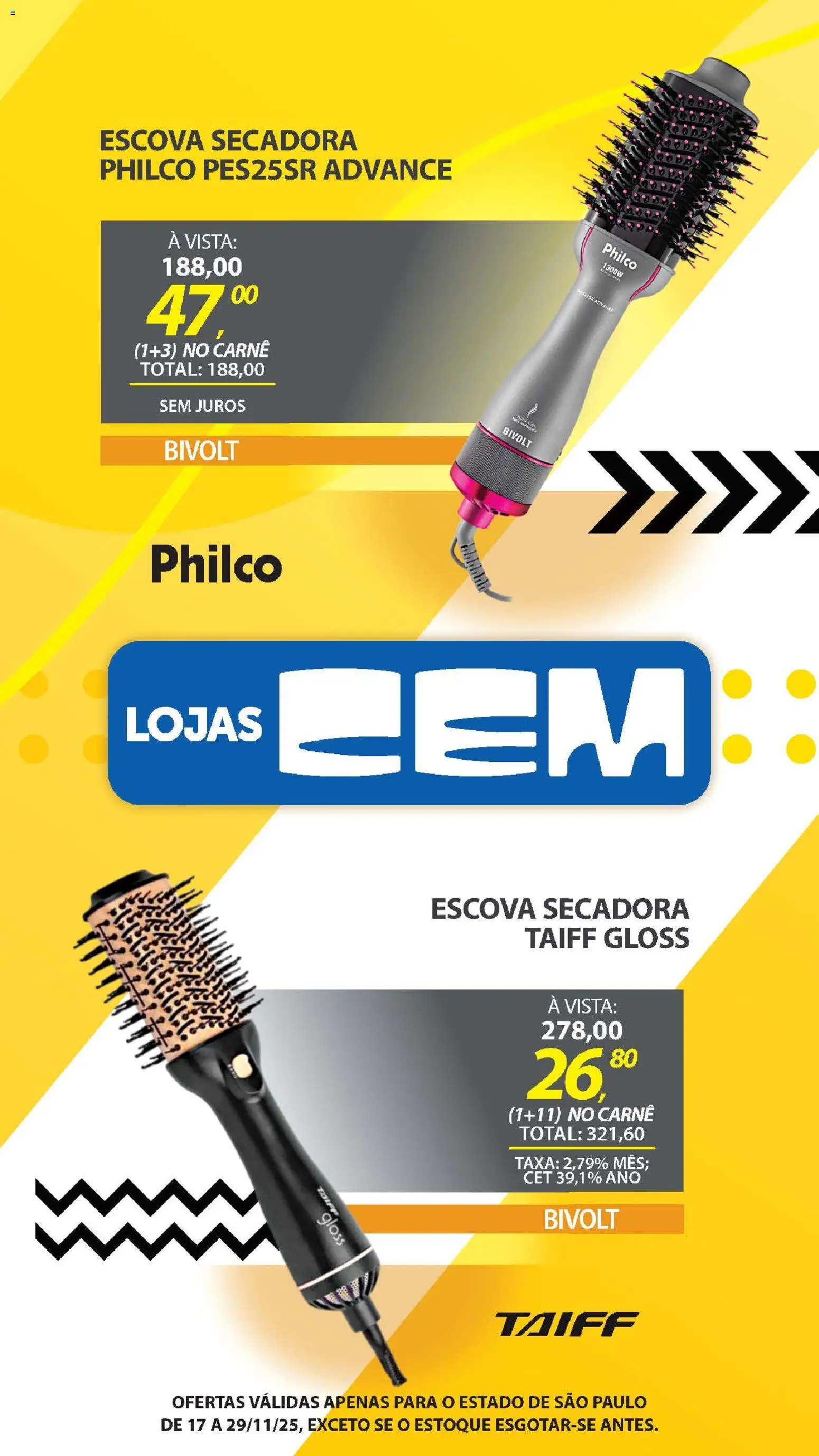 Lojas Cem Folheto - válido de 17.11.2025 | Página: 134 | Produtos: Escova secadora, Escova, Carne