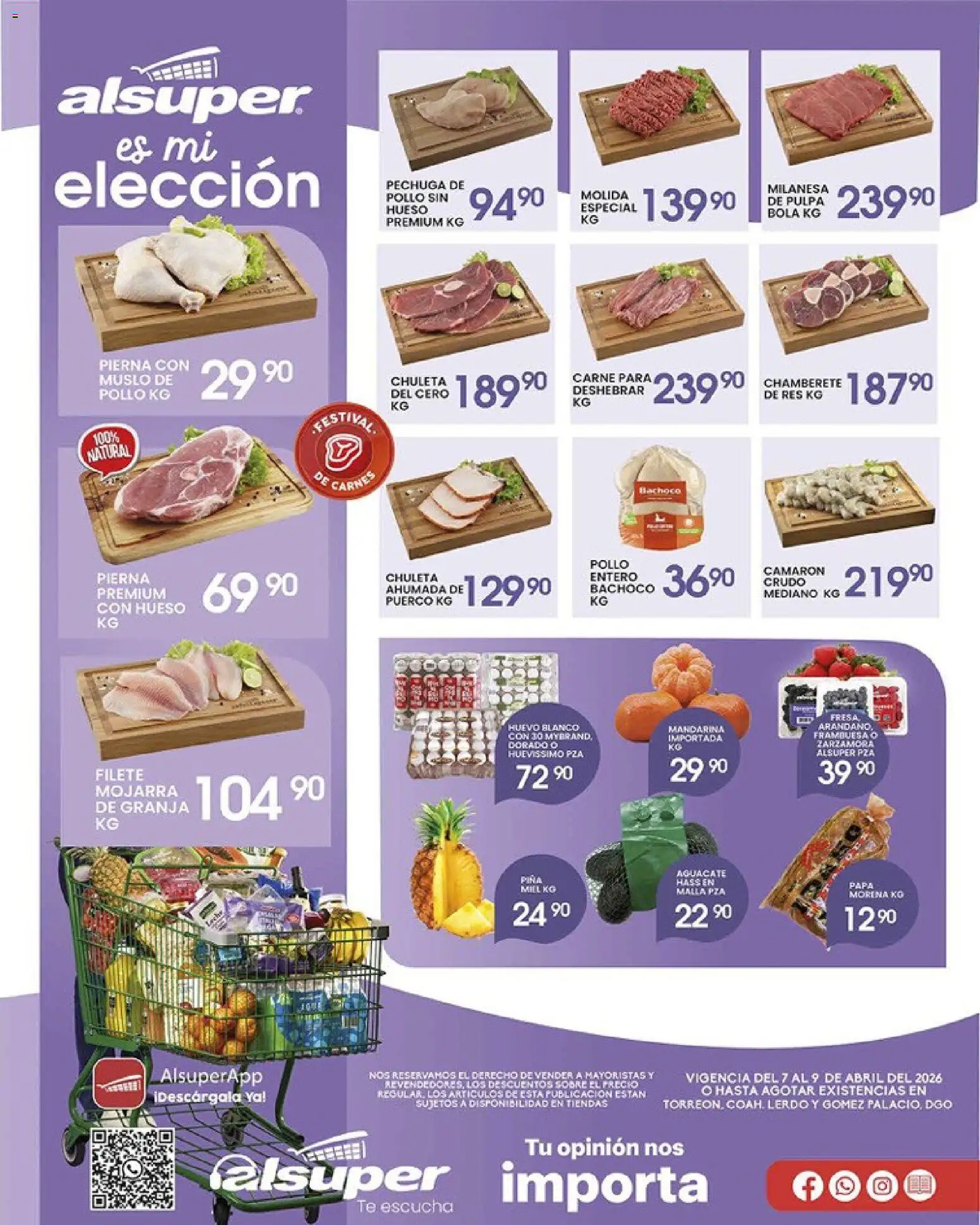 Nuevas ofertas de Alsuper válidas en toda la República Mexicana desde el 07.04.2026. ¡Encuentra las mejores ofertas en Alsuper folleto Torreon! | Página: 1 | Productos: Pollo, Huevo, Res, Té