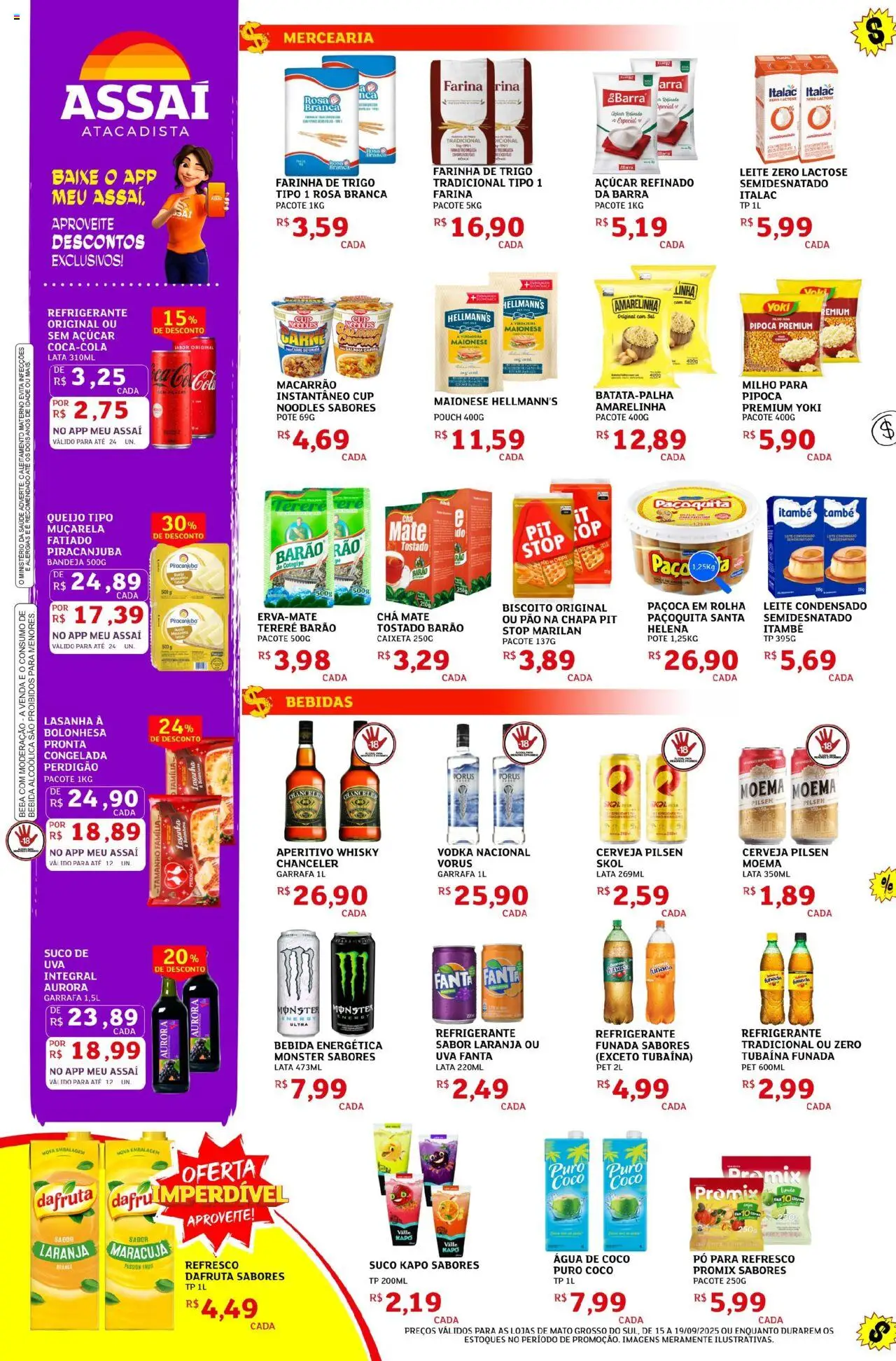 Assaí Atacadista Folheto - válido de 15.09.2025 | Página: 2 | Produtos: Carne, Bebida, Paçoca, Pipoca