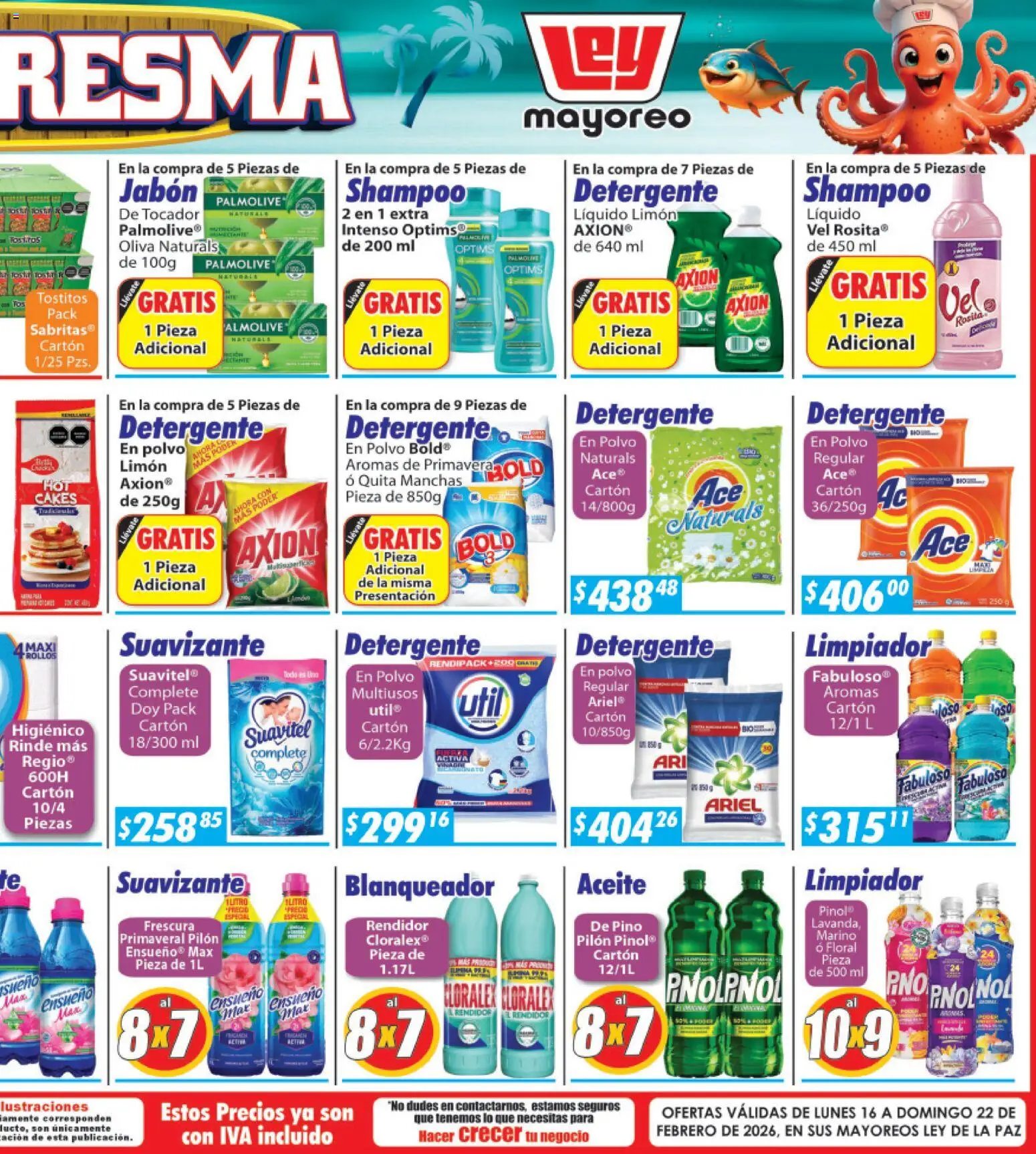 Nuevas ofertas de Casa Ley válidas en toda la República Mexicana desde el 16.02.2026. ¡Encuentra las mejores ofertas en Casa Ley folleto La Paz! | Página: 6 | Productos: Detergente, Aceite, Suavizante, Limpiador