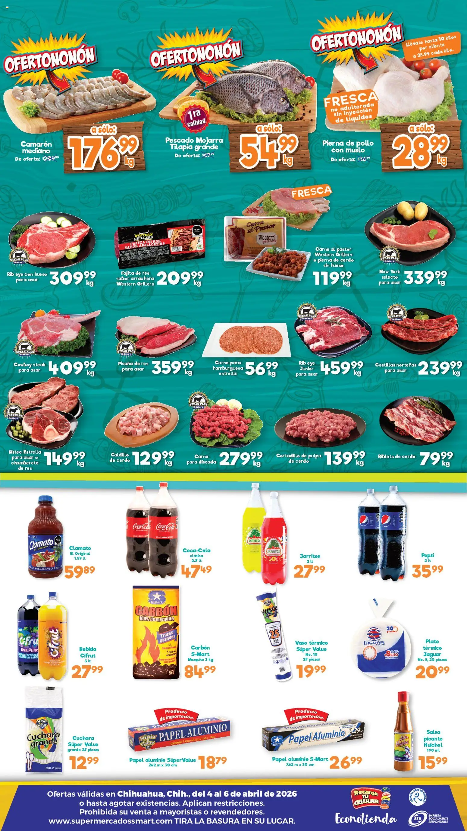 Nuevas ofertas de S-Mart válidas en toda la República Mexicana desde el 04.04.2026. ¡Encuentra las mejores ofertas en S-Mart folleto Ofertas de feria Chihuahua! | Página: 2 | Productos: Pollo, Cerdo, Res, Vitaminas