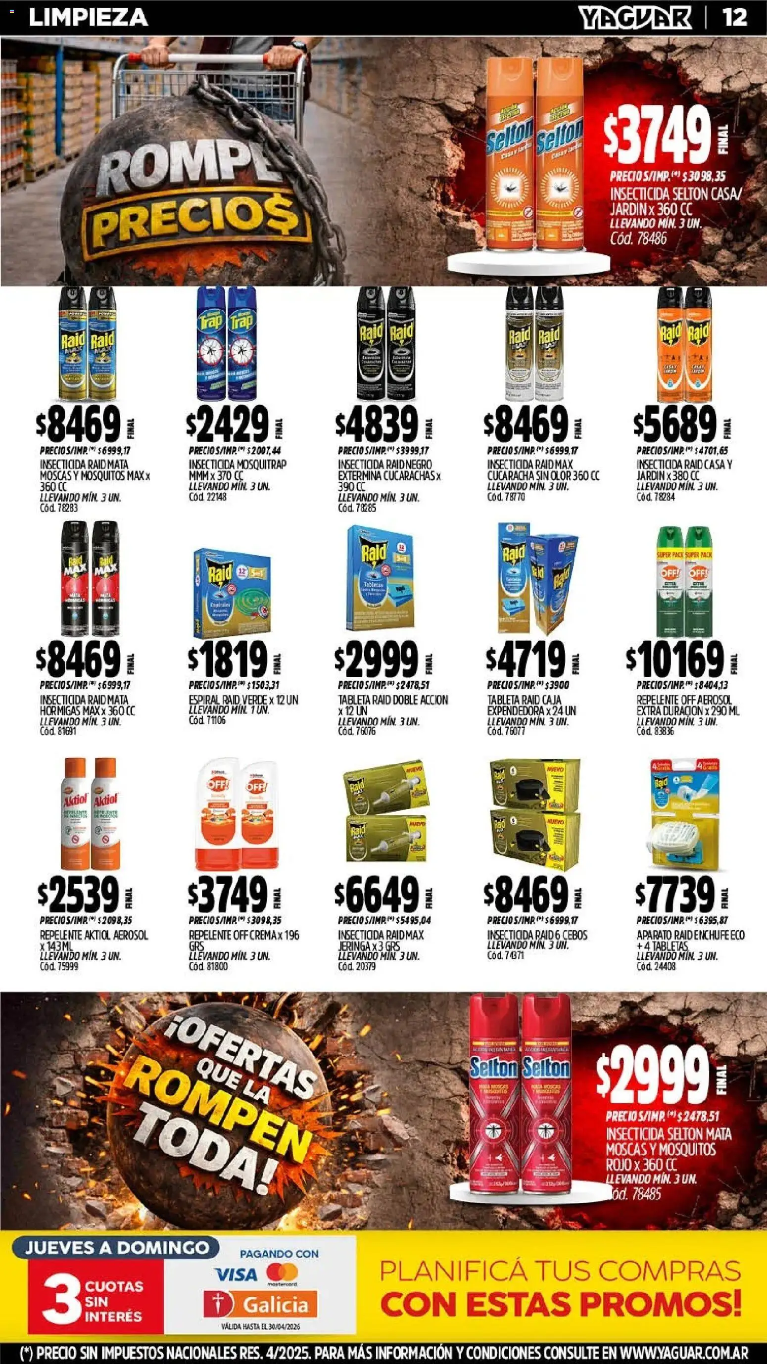 Yaguar - Oferta Semanal Mar del Plata │ válido desde el 20.04.2026 | Página: 12 | Productos: Mata moscas, Insecticida, Enchufe, Caja