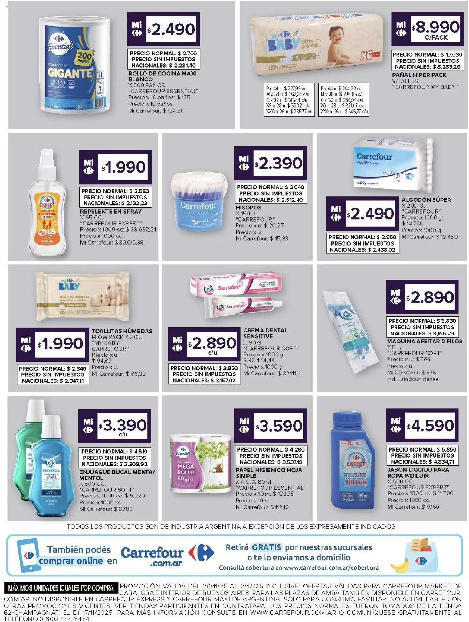Carrefour Market catálogo │ válido desde el 26.11.2025 | Página: 14 | Productos: Repelente, Algodón, Cocina, Enjuague bucal