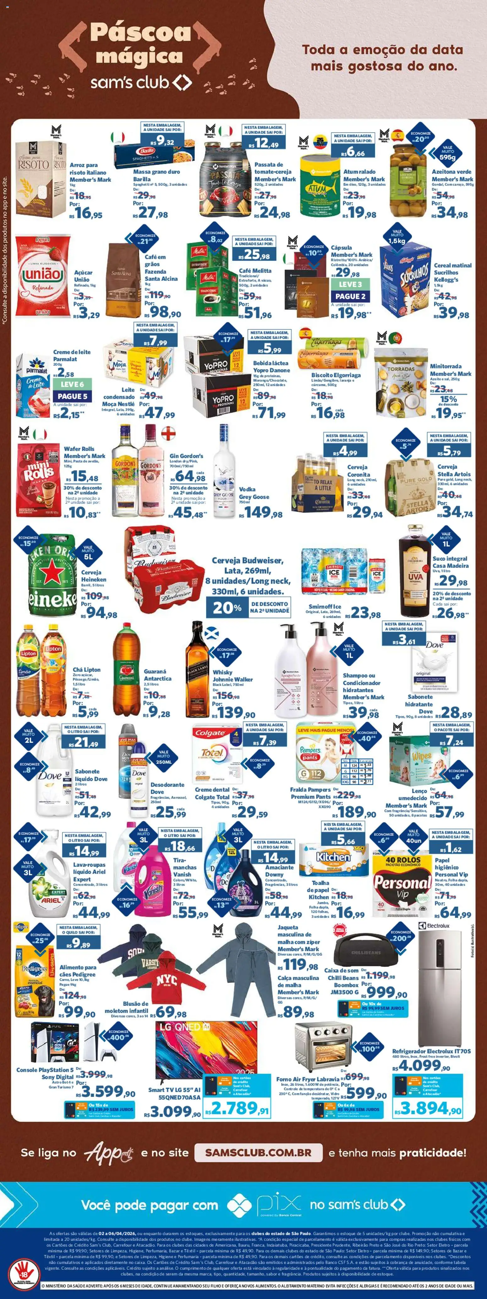 Sam's Club Folheto - válido de 02.04.2026 | Página: 2 | Produtos: Ariel, Tv, Sucrilhos, Playstation