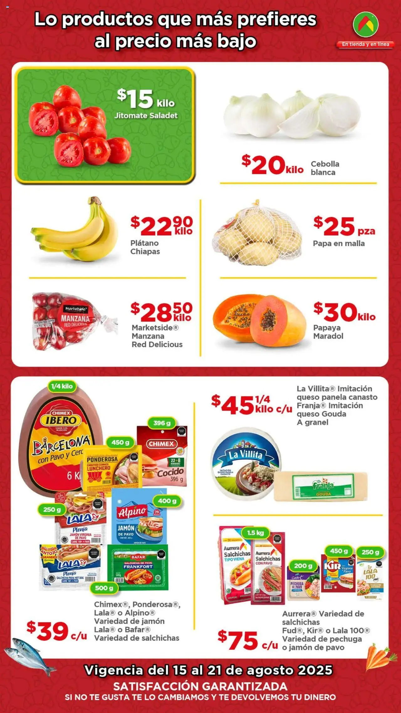 Nuevas ofertas de Bodega Aurrerá válidas en toda la República Mexicana desde el 15.08.2025. ¡Encuentra las mejores ofertas en Bodega Aurrerá - Folleto Precio! | Página: 2 | Productos: Plátano, Papa, Salchicha, Malla