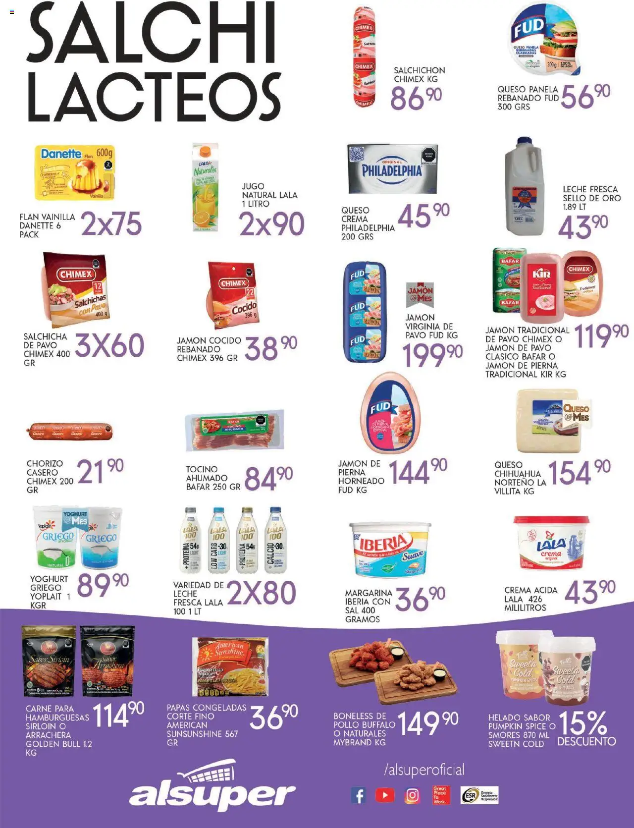 Nuevas ofertas de Alsuper válidas en toda la República Mexicana desde el 30.09.2025. ¡Encuentra las mejores ofertas en Alsuper - Folleto! | Página: 3 | Productos: Tocino, Crema, Chorizo, Helado