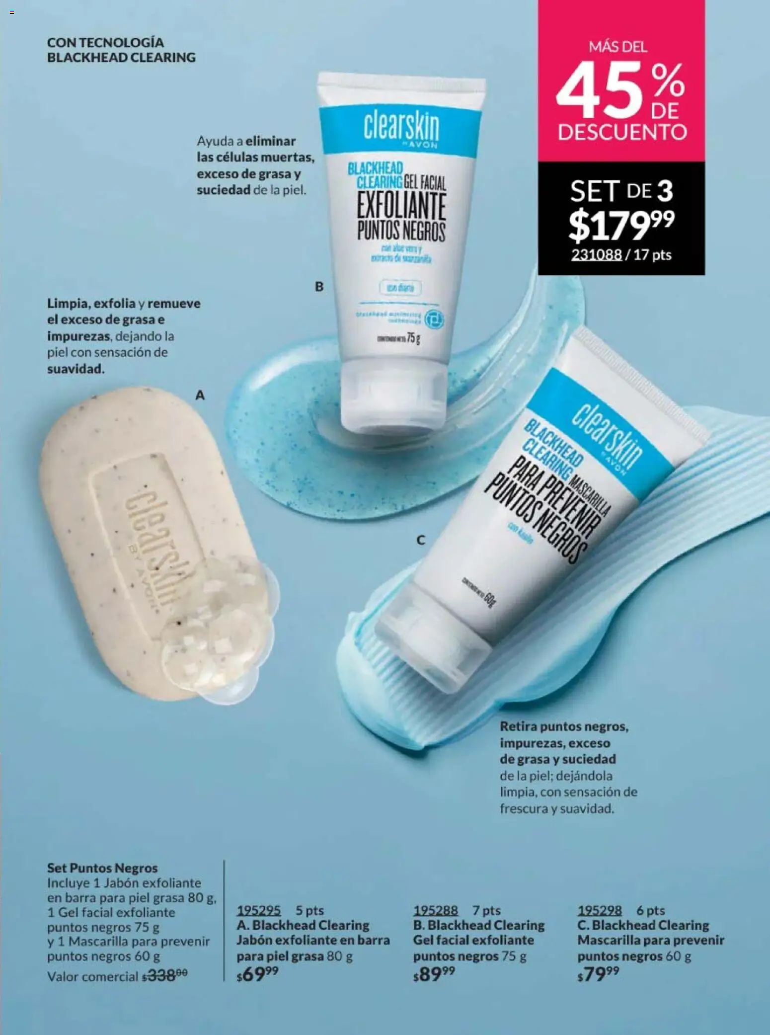 Nuevas ofertas de AVON válidas en toda la República Mexicana desde el 07.11.2025. ¡Encuentra las mejores ofertas en AVON campaña 17 2025! | Página: 175 | Productos: Barra, Mascarilla, Jabón