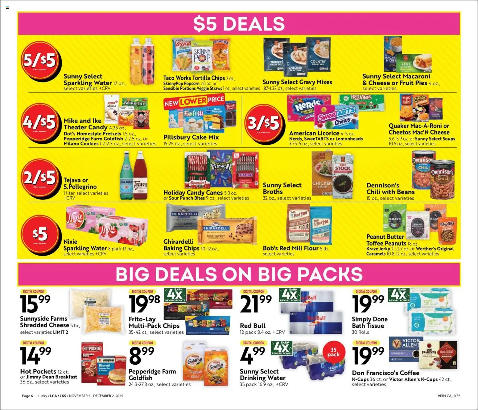 Lucky Supermarkets Big Book of Savings - valid from 05.11.2025 | Page: 6 | Products: Butter, Coffee, Cookies, Water
