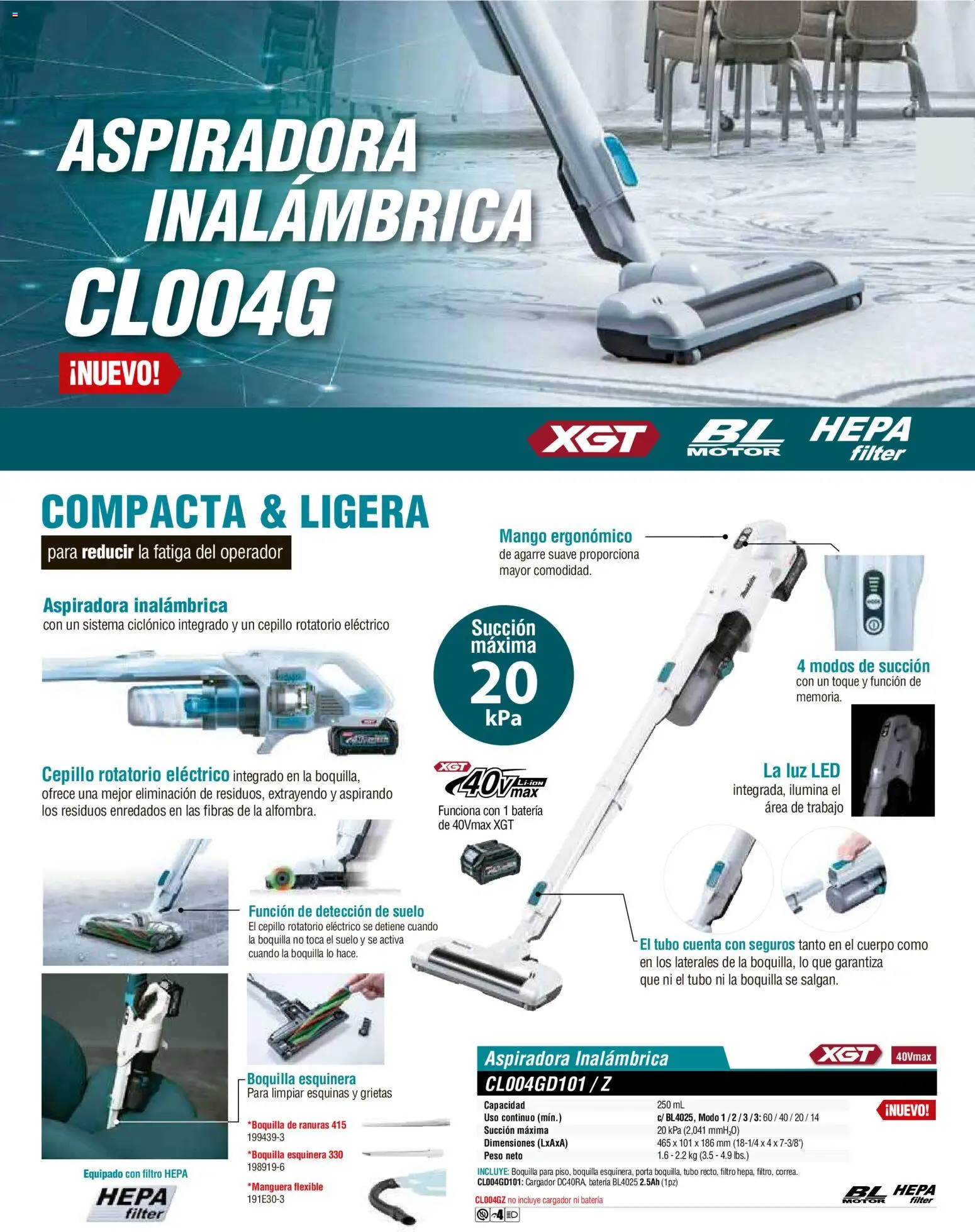 Nuevas ofertas de Makita válidas en toda la República Mexicana desde el 01.12.2025. ¡Encuentra las mejores ofertas en Makita catálogo Aspiradoras! | Página: 24 | Productos: Cepillo, Cargador, Flexible, Aspiradora