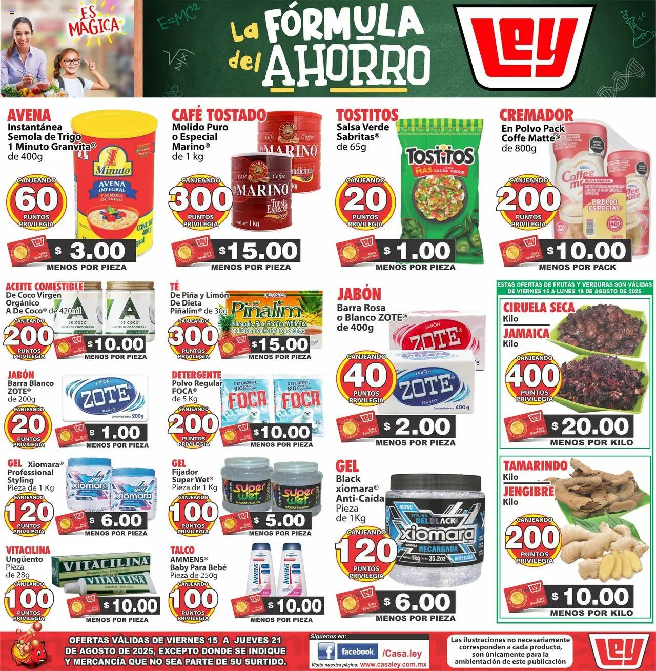 Nuevas ofertas de Casa Ley válidas en toda la República Mexicana desde el 15.08.2025. ¡Encuentra las mejores ofertas en Casa Ley folleto! | Página: 4 | Productos: Fijador, Café, Piña, Jabón