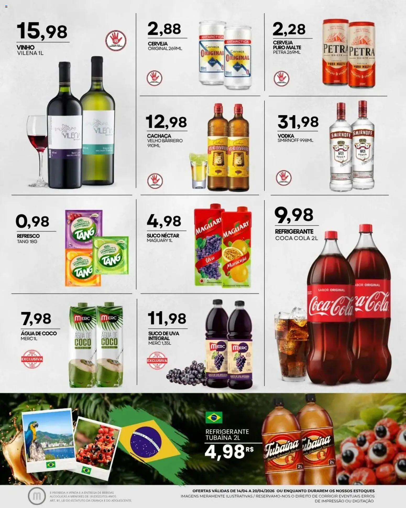 Mercadão Atacadista Folheto - válido de 14.04.2026 | Página: 12 | Produtos: Coco, Refresco, Cachaça, Refrigerante