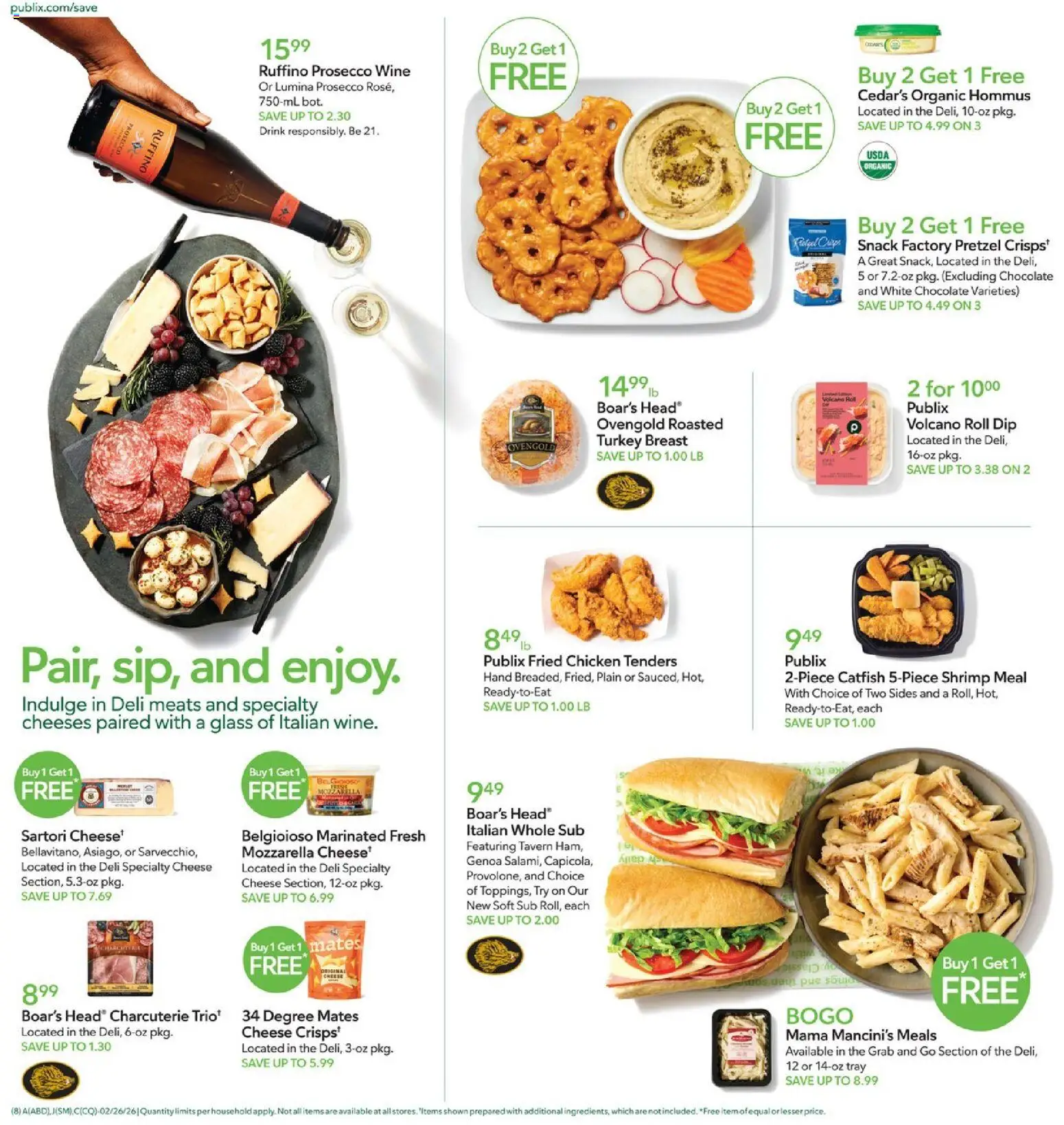 Publix Weekly Ad - valid from 25.02.2026 | Page: 8 | Products: Cheese, Chocolate, Wine