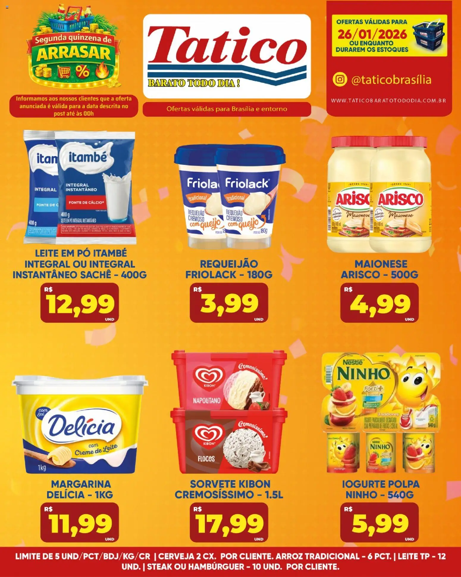 Tatico Folheto - válido de 26.01.2026 | Página: 6 | Produtos: Creme de leite, Maionese, Requeijão, Leite em pó