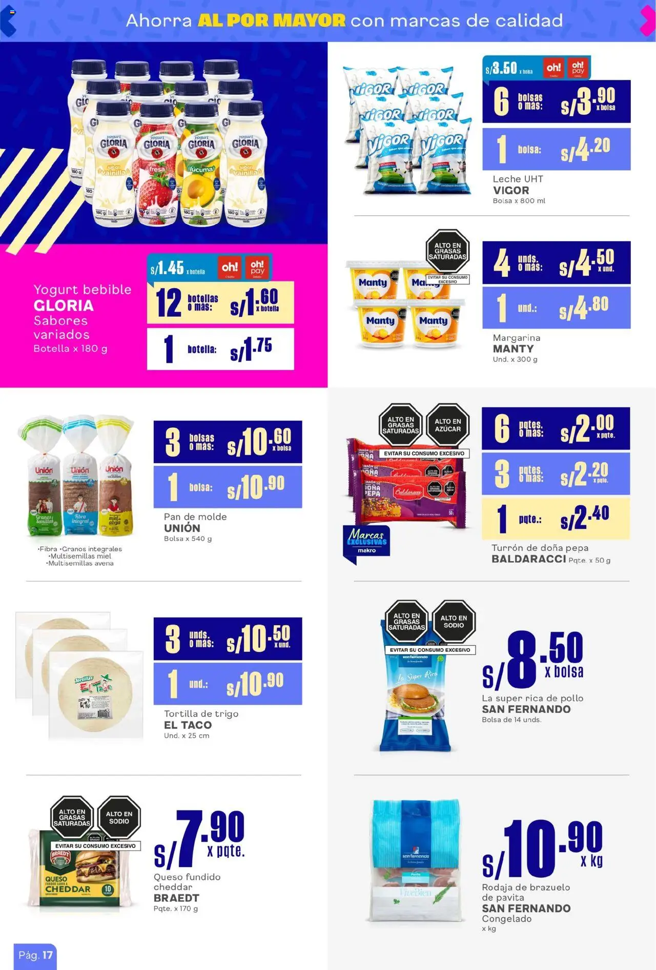 Catálogo Makro válido desde 14.08.2025 | Página: 4 | Productos: Queso, Yogurt, Pan, Avena