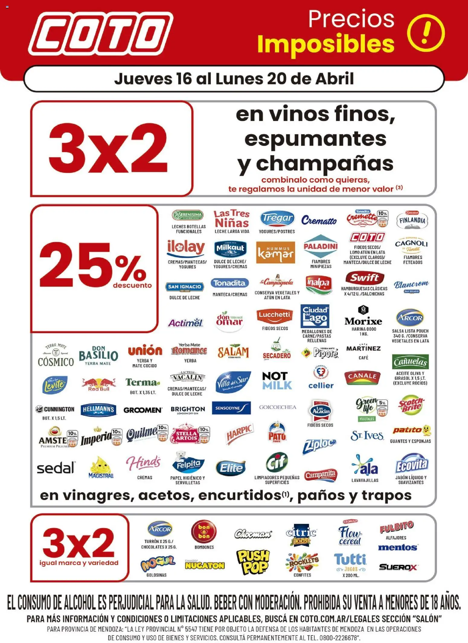 Coto - Salon B │ válido desde el 16.04.2026 | Página: 1 | Productos: Servilletas, Jabón líquido, Oliva, Golosinas