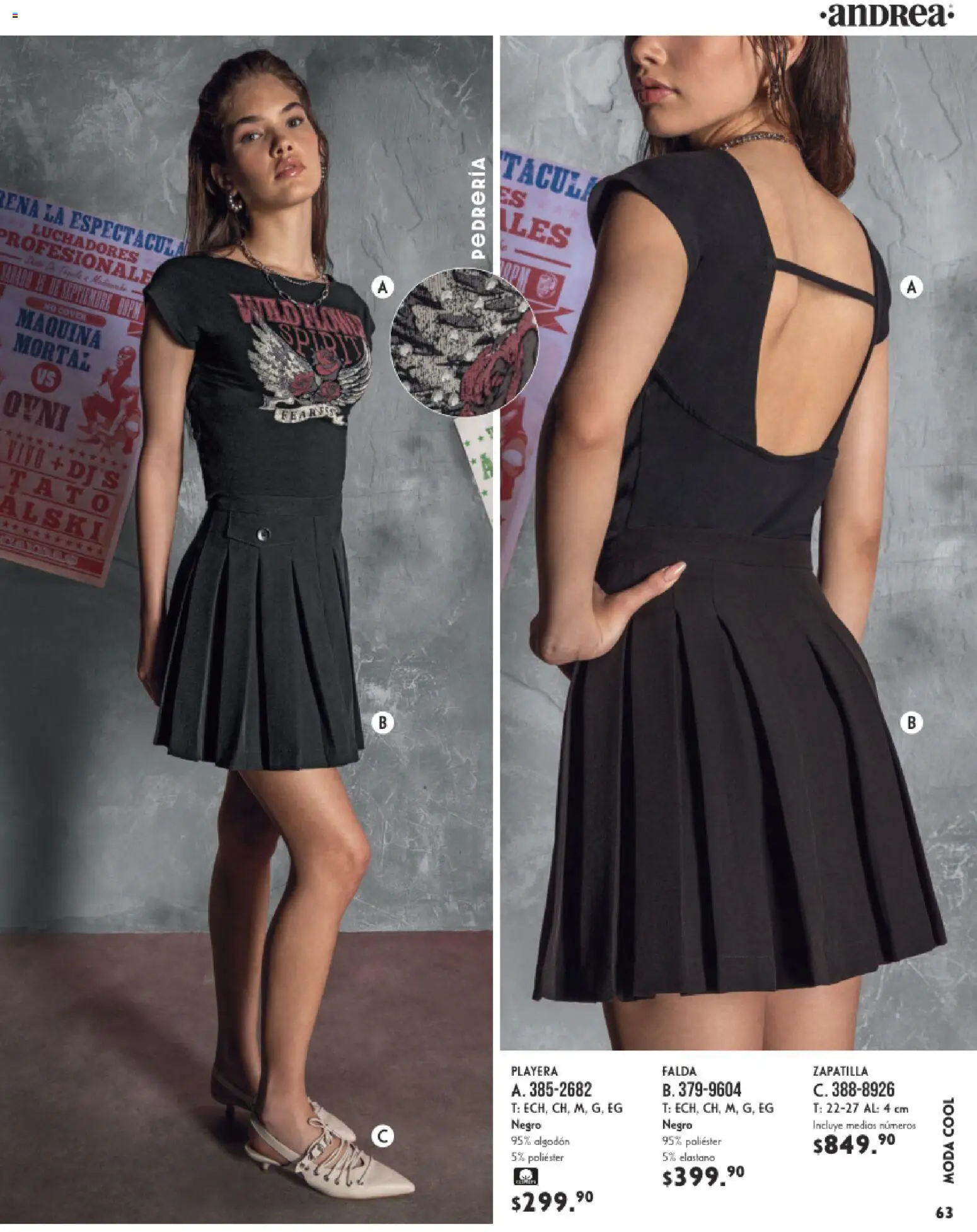 Nuevas ofertas de Andrea válidas en toda la República Mexicana desde el 25.01.2026. ¡Encuentra las mejores ofertas en Andrea catálogo Vestir! | Página: 63 | Productos: Algodón, Playera, Falda