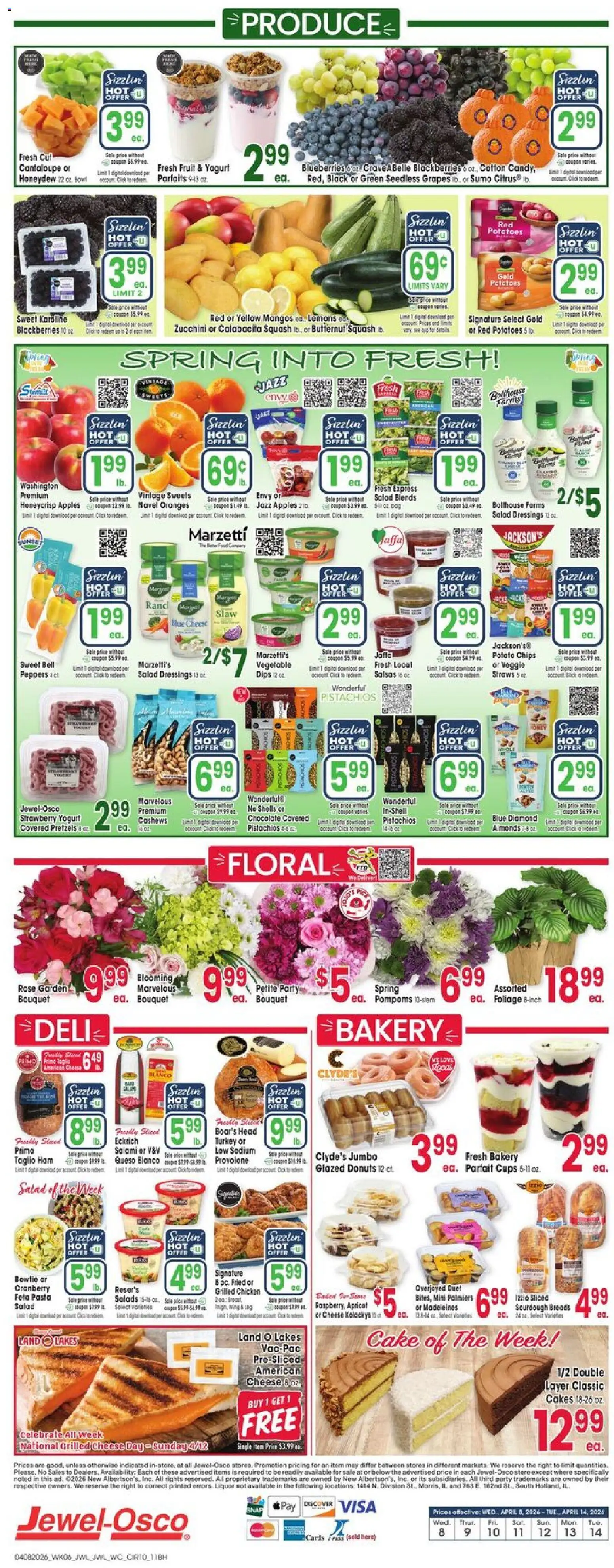 Jewel Osco Weekly Ad - valid from 08.04.2026 | Page: 10 | Products: Bakery, Yogurt, Salami, Oranges