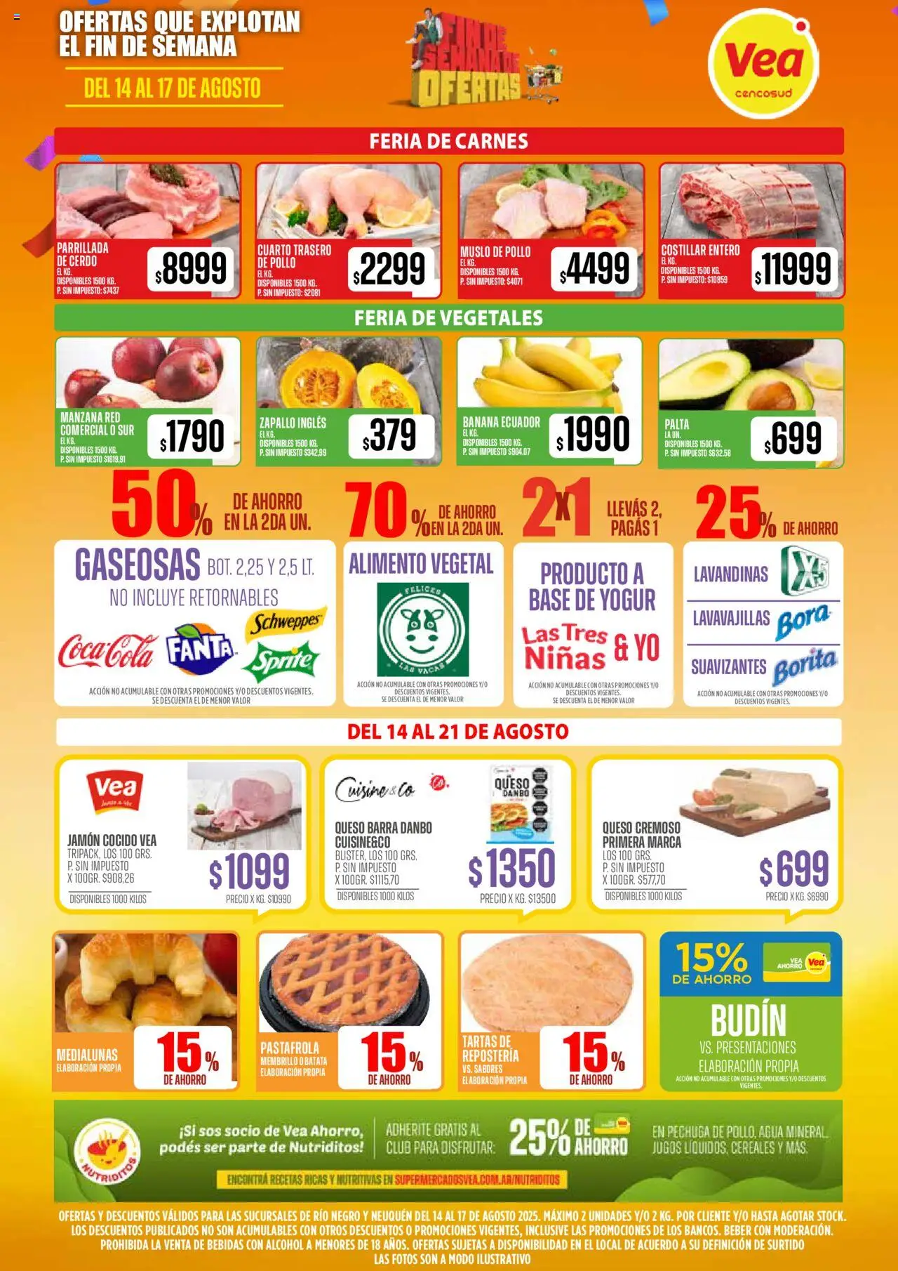 Vea - Ofertas fin de semana - Patagonia │ válido desde el 14.08.2025 | Página: 2 | Productos: Pollo, Agua, Queso, Jamón