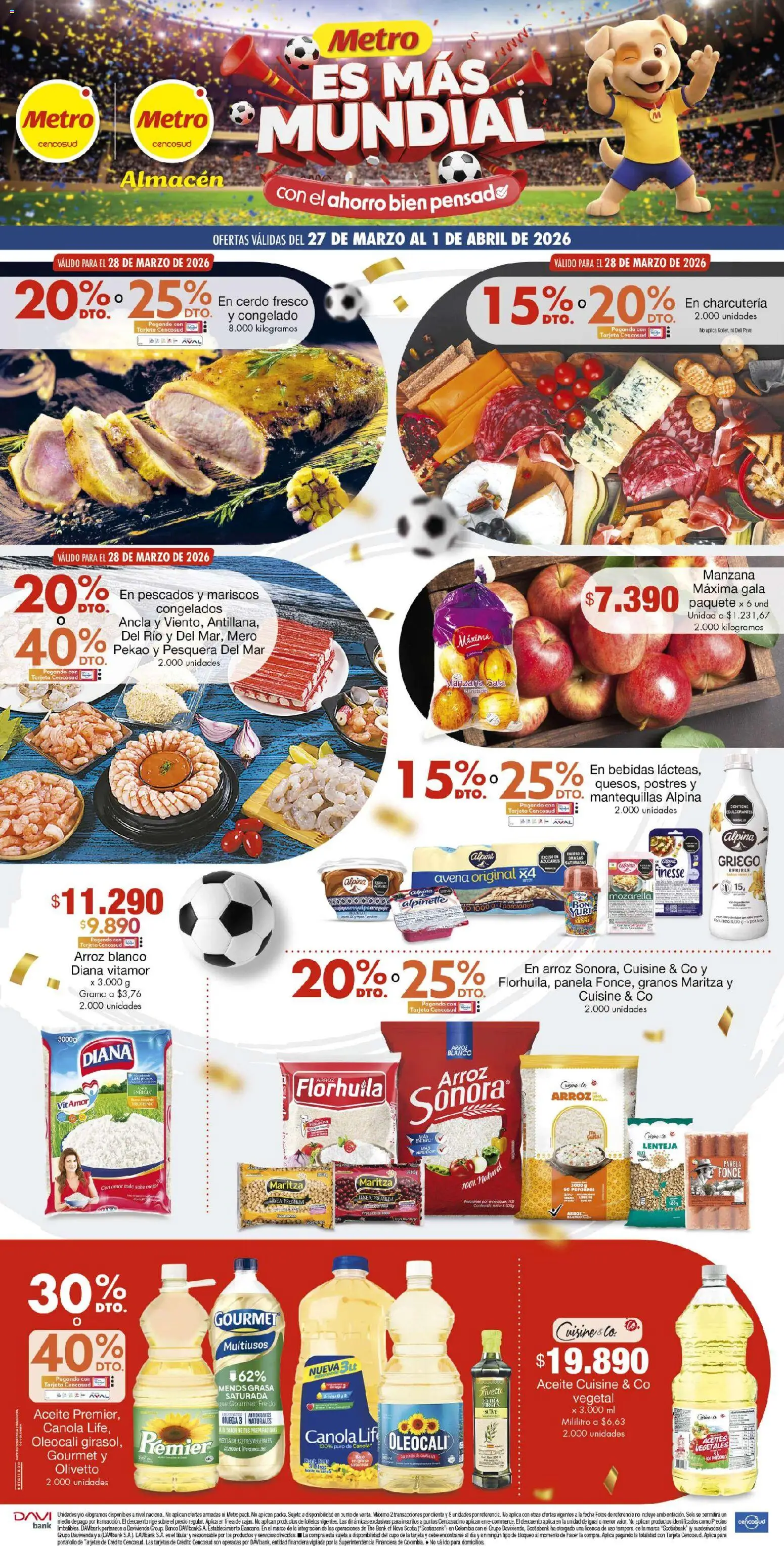 Metro revista - valida desde el 27.03.2026 | Página: 1 | Productos: Avena, Manzana, Mariscos, Panela