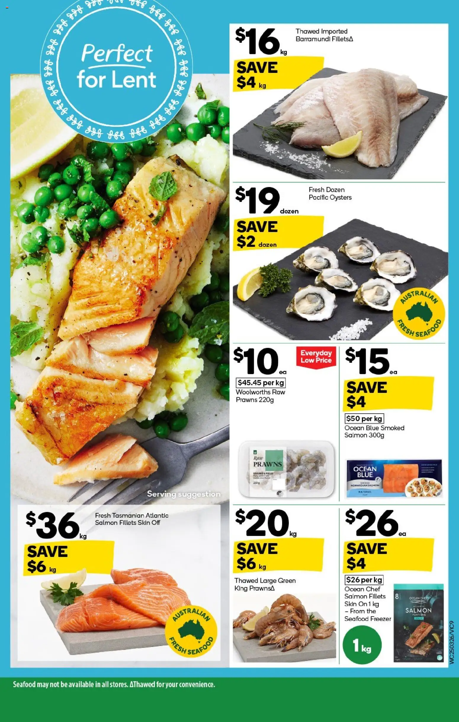 Woolworths catalogue - valid from 25.03.2026 | Page: 9 | Products: Oysters, Prawns, Seafood, Freezer