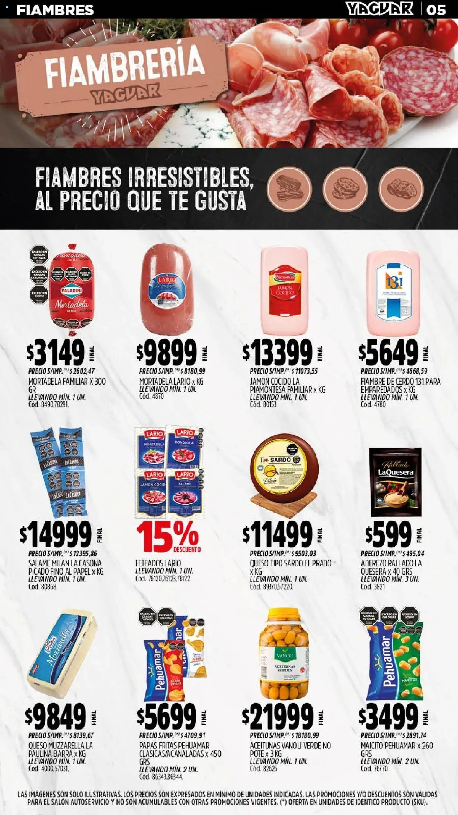Yaguar - Oferta Semanal San Juan │ válido desde el 20.04.2026 | Página: 6 | Productos: Jamón cocido, Salame, Cerdo, Papas fritas
