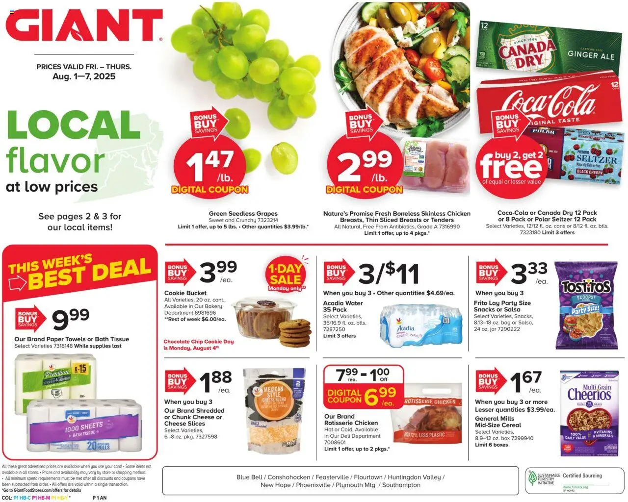 Giant Weekly Ad - valid from 01.08.2025 | Page: 1 | Products: Ginger, Cheese, Chocolate, Bag