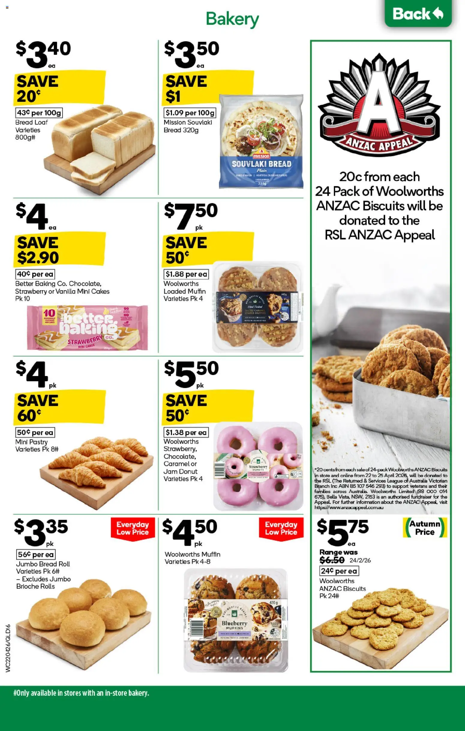 Woolworths catalogue - valid from 22.04.2026 | Page: 16 | Products: Bread, Pastry, Biscuits, Bakery