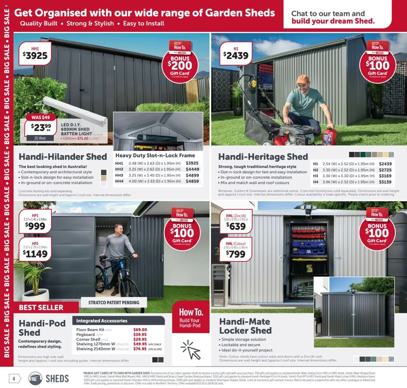Stratco catalogue - valid from 06.03.2026 | Page: 4 | Products: Shelf, Kits, Shed, Accessories