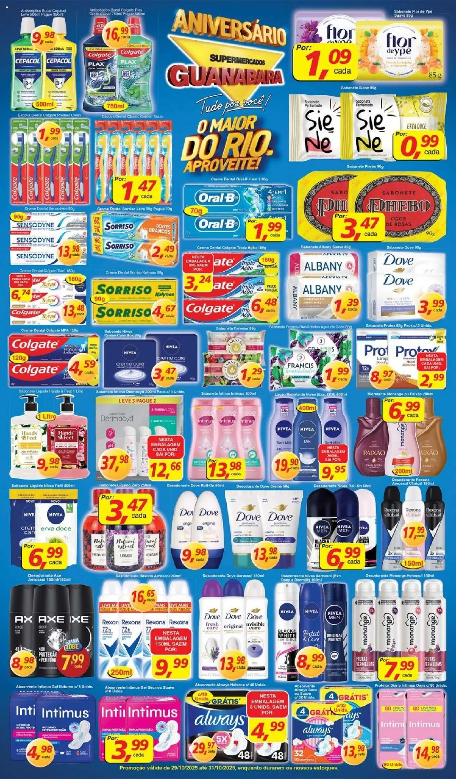 Supermercados Guanabara Folheto - válido de 29.10.2025 | Página: 10 | Produtos: Escova, Desodorante, Creme dental, Sabonete líquido