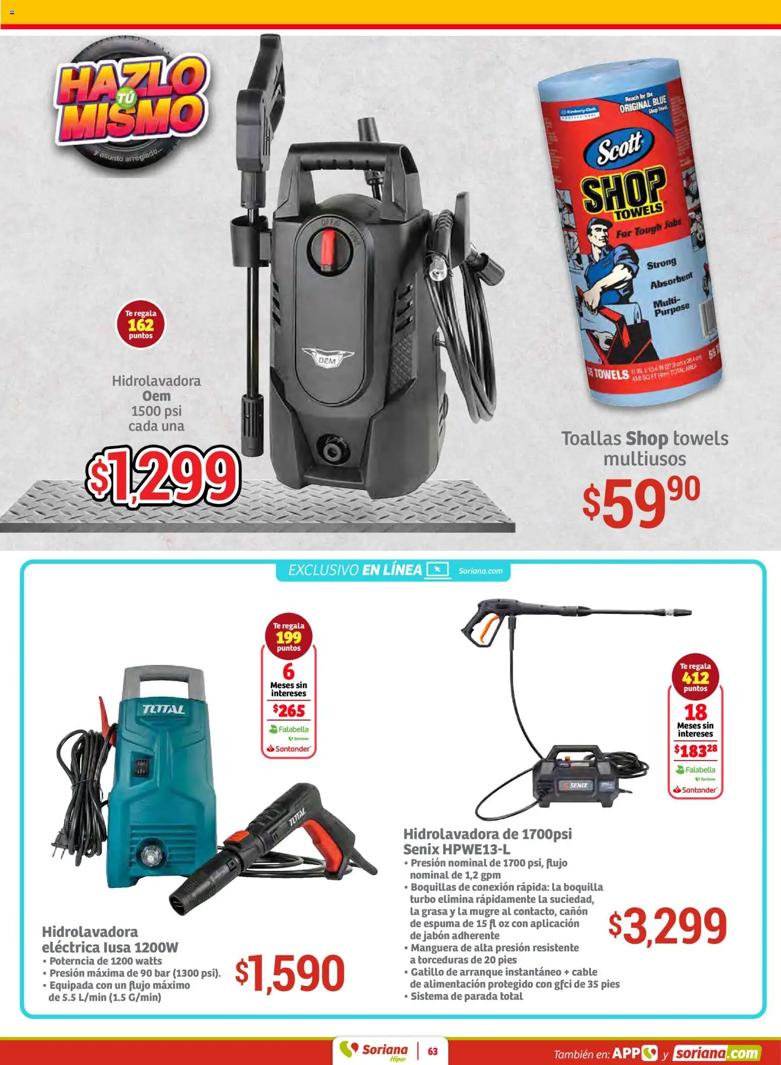 Nuevas ofertas de Soriana válidas en toda la República Mexicana desde el 12.02.2026. ¡Encuentra las mejores ofertas en Soriana - Preciazazaso Híper: Valle de México! | Página: 63 | Productos: Espuma, Cable, Hidrolavadora, Té