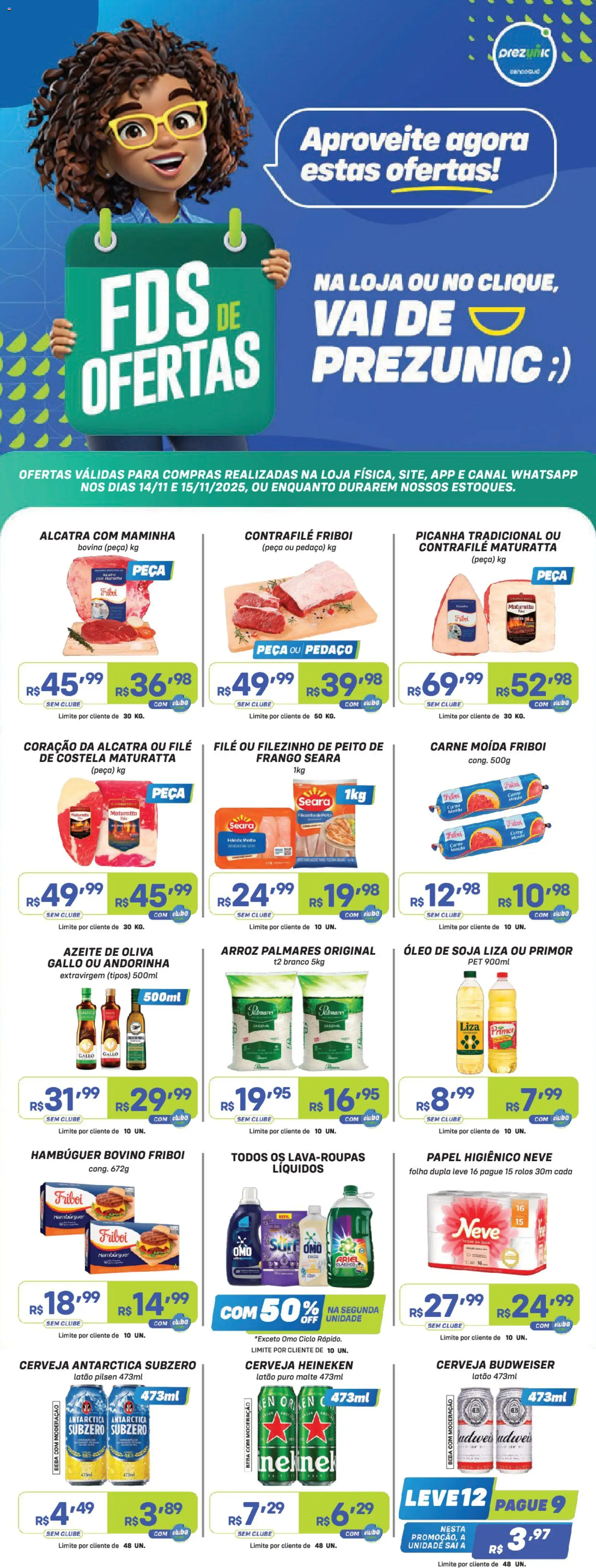 Prezunic Folheto - válido de 14.11.2025 | Página: 1 | Produtos: Ariel, Óleo, Heineken, Carne moída
