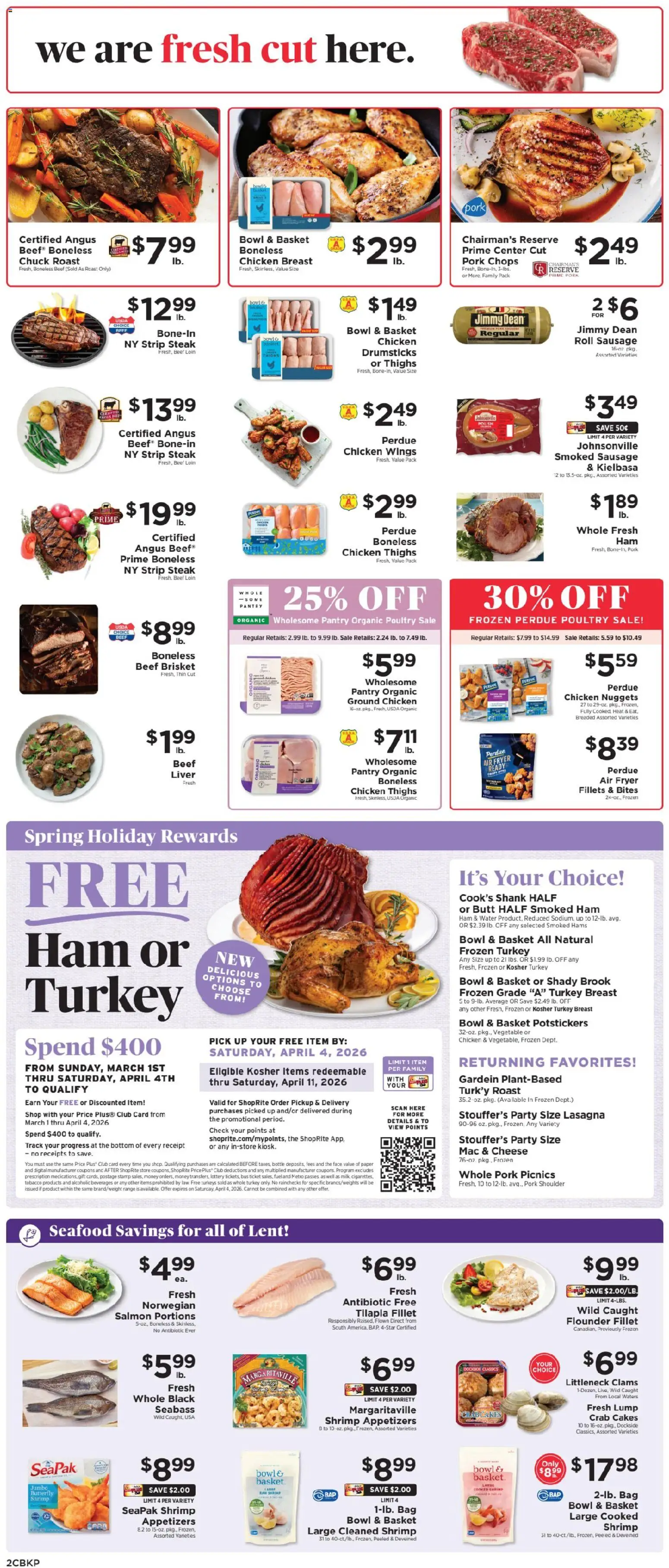 ShopRite Weekly Ad 2 - valid from 22.03.2026 | Page: 3 | Products: Cheese, Water, Seafood, Bag